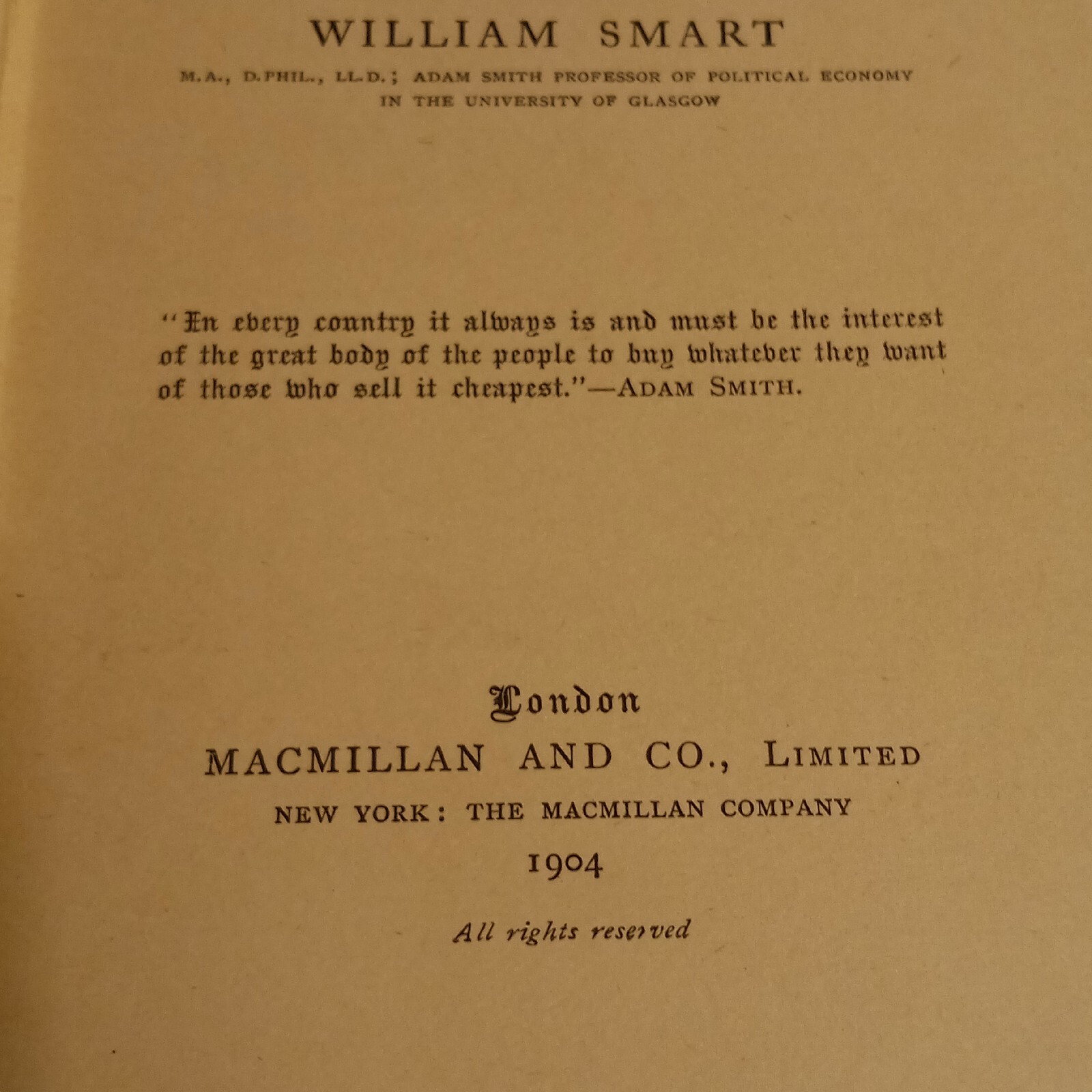 1904 The Return to Protection William Smart First Edition Antique Book