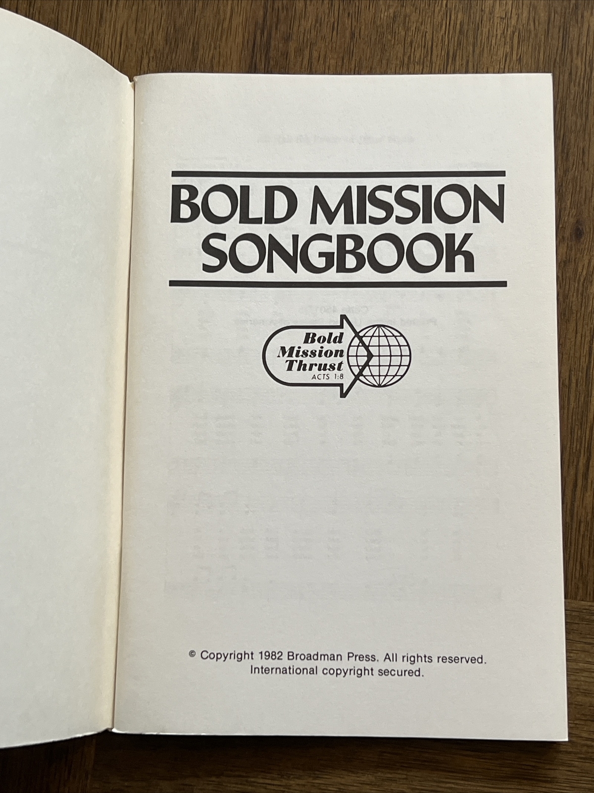Bold Mission Songbook (Broadman Press 1982) 92 Pages RARE BOOK