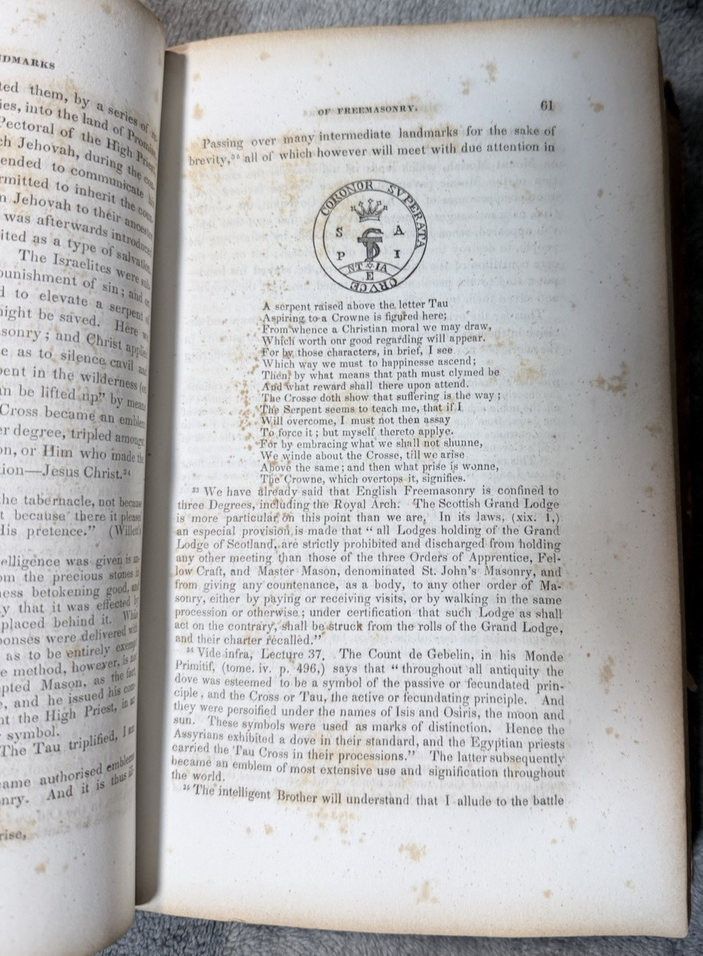 1849 Historical Landmarks of Freemasonry Rev G Oliver 1st American Ed HC Rare!!