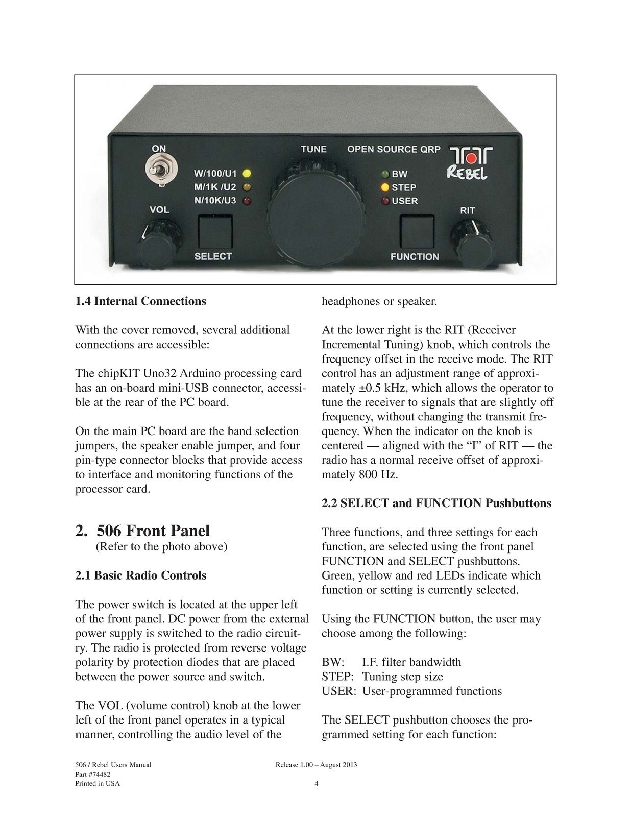 TEN TEC Rebel Model 506 User Manual – BINDING – COVERED – XL FOLDOUT PAGES