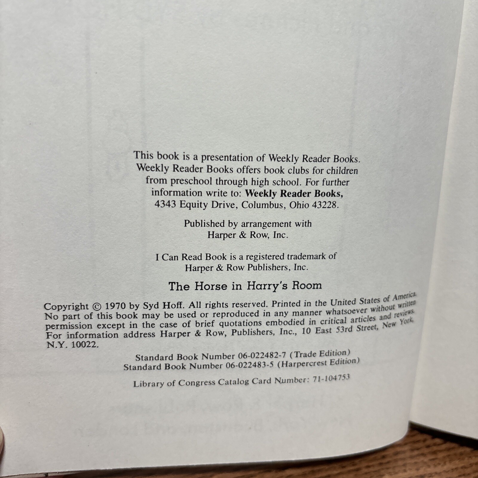 I Can Read Level 1 Ser.: The Horse in Harry’s Room by Syd Hoff (1970, Library…