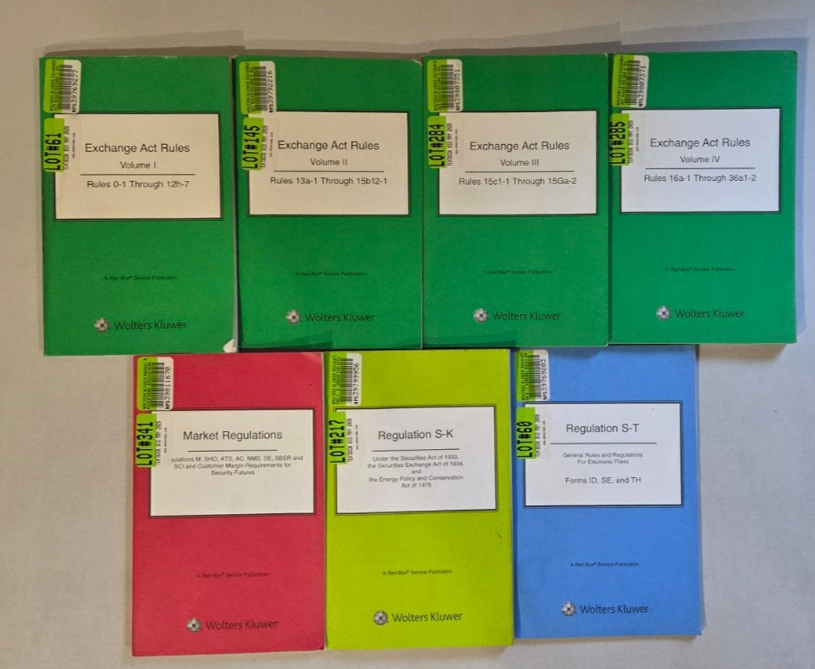 2025 Wolters Kluwer SEC Rules and Regulations Red Box Lot (7 Volumes)