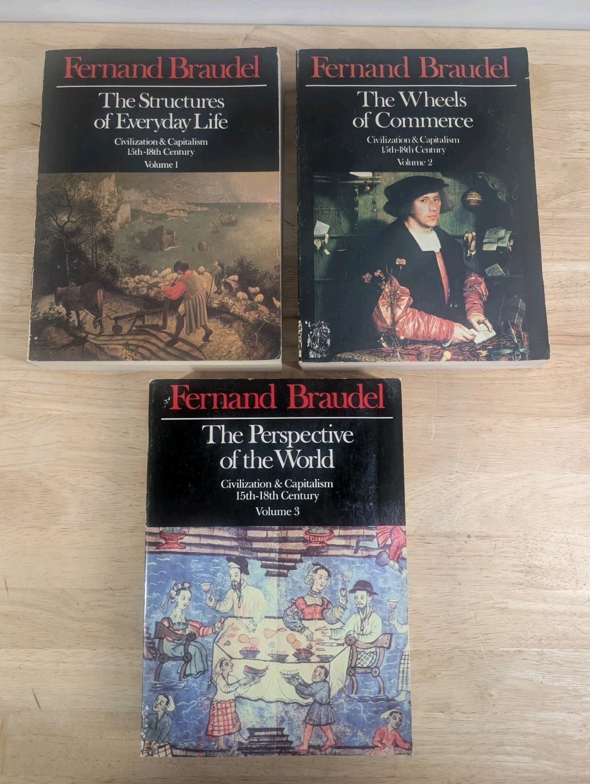 CIVILIZATION & CAPITALISM 15th-18th Century Set of 3 by Fernand Braudel Softback