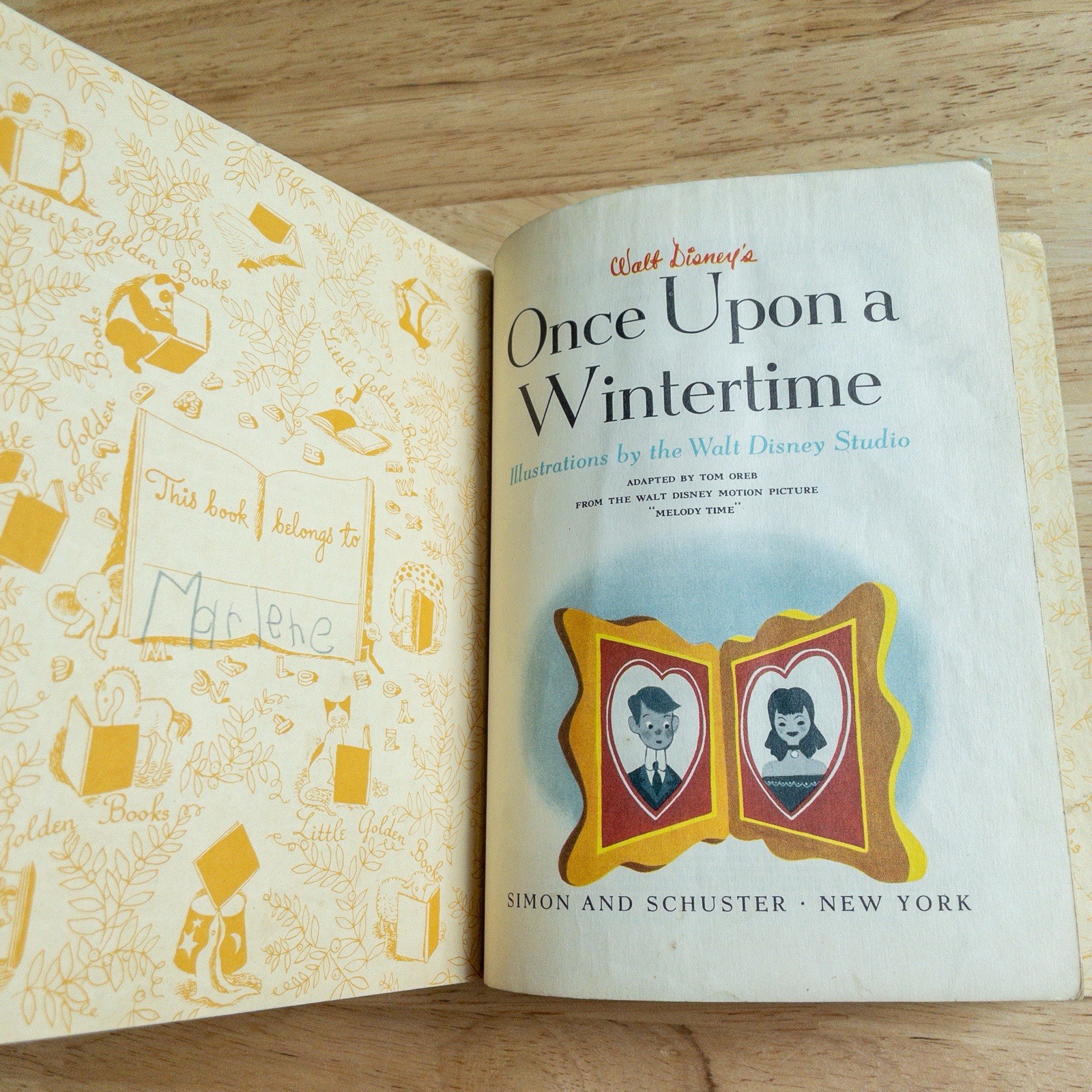 Once Upon A Wintertime Walt Disney Little Golden Book 1950 1st Ed A D12 Vintage