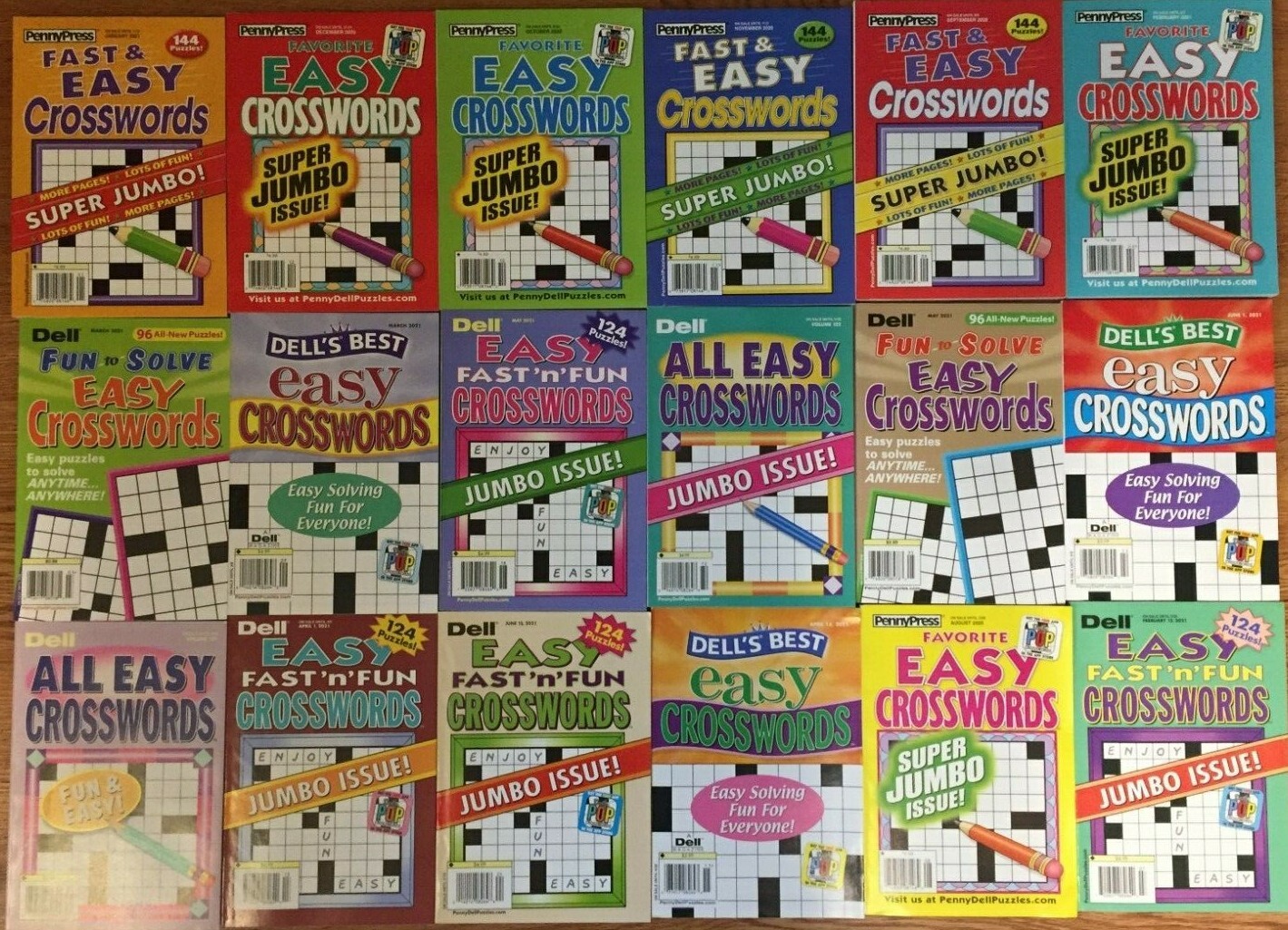 Lot of 10 Dell Penny Press Crossword Puzzle Books All Easy Unsorted Express