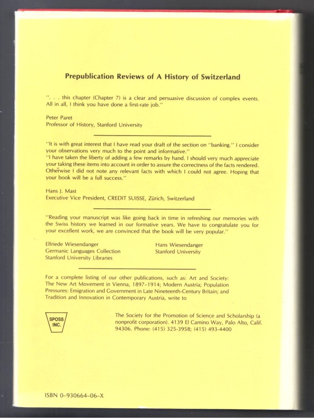 History of Switzerland – J. Murray Luck – 1985