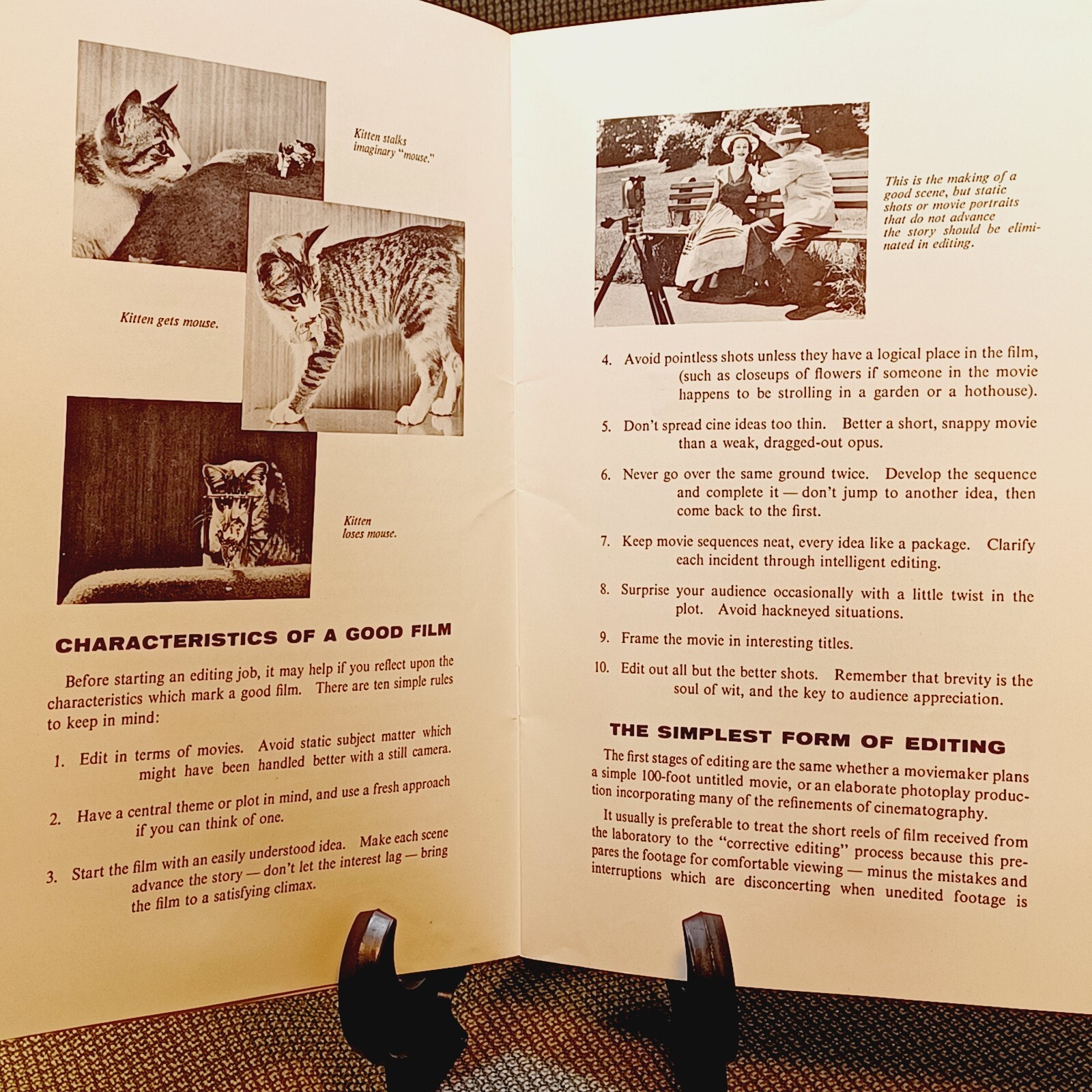 Editing for Better Movies instructional educational booklet – 34 pages