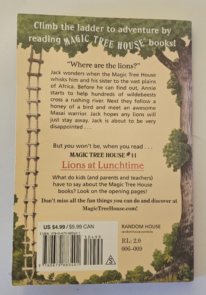 Mary Pope Osborne Magic Tree House 11 Lions at Lunchtime 1998 Book FLC
