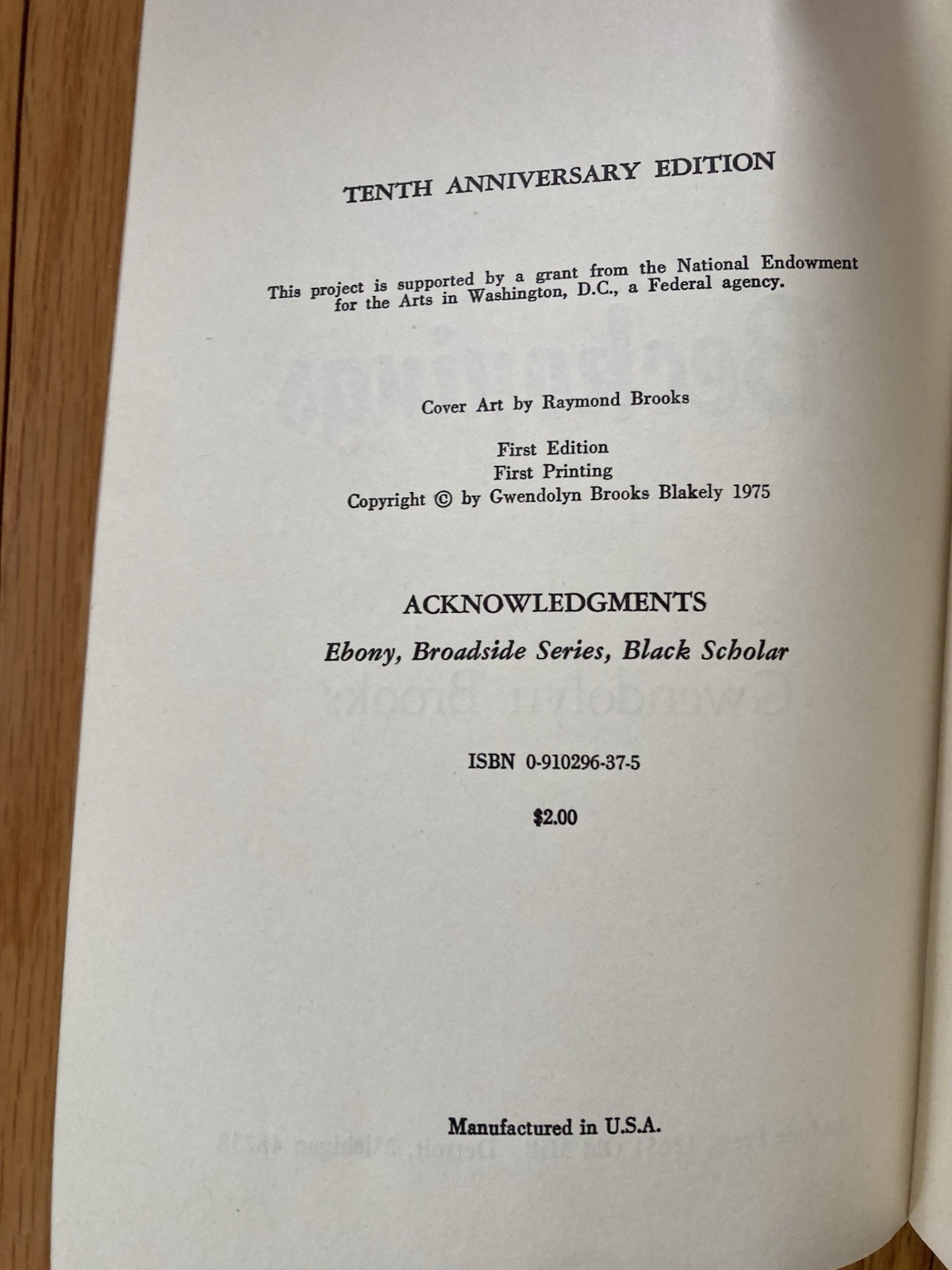 Gwendolyn Brooks Beckonings 10th anniversary edition Broadside Press Detroit