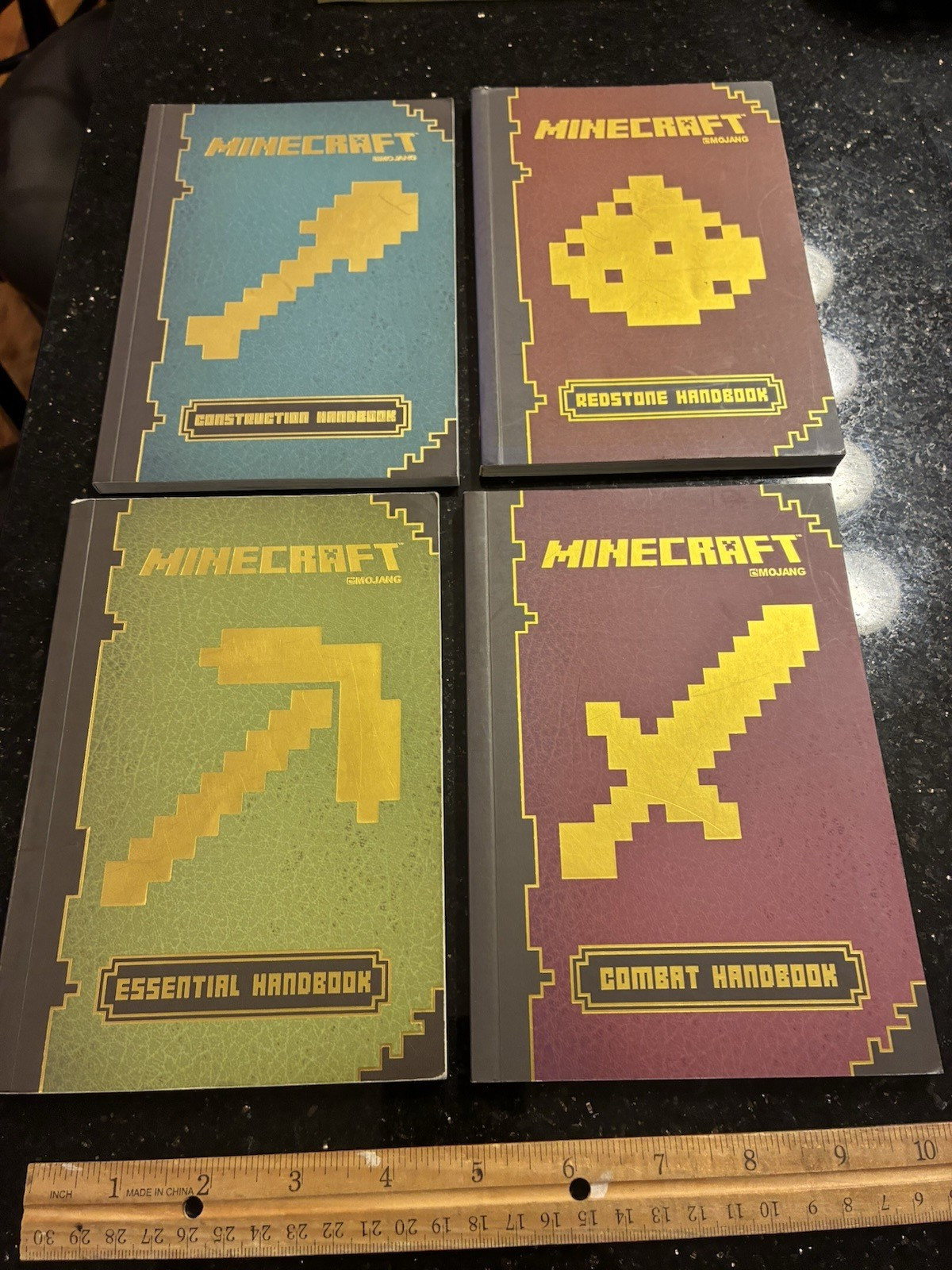 Minecraft Mojang Handbook Set of 4 Paperback Combat/Redstone/Essential/Construct