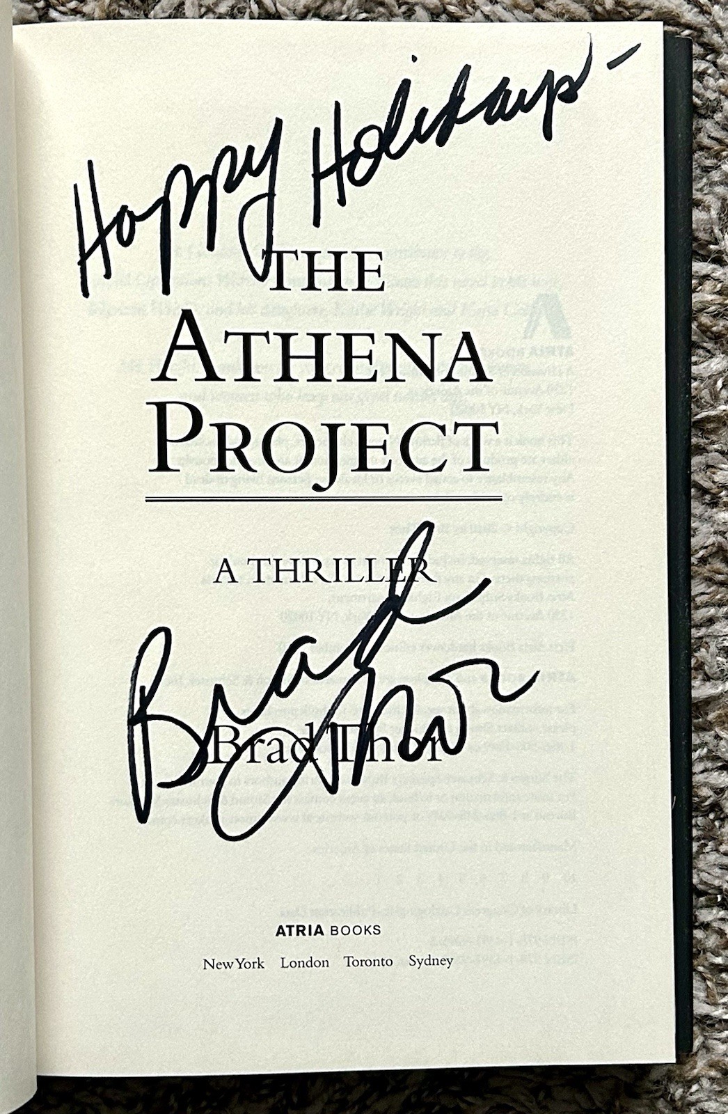 Brad Thor ALL SIGNED Lot of 4 Full Black Foreign Influence Hidden Order Athena