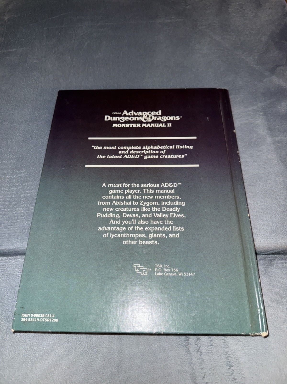 Monster Manual II AD&D #2016 Advanced Dungeons and Dragons 1983 TSR Hardcover