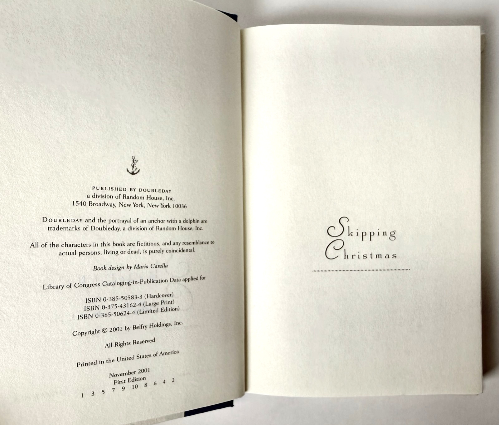 Skipping Christmas SIGNED by John Grisham 2001 1st ed 1st print Mylar, Near fine
