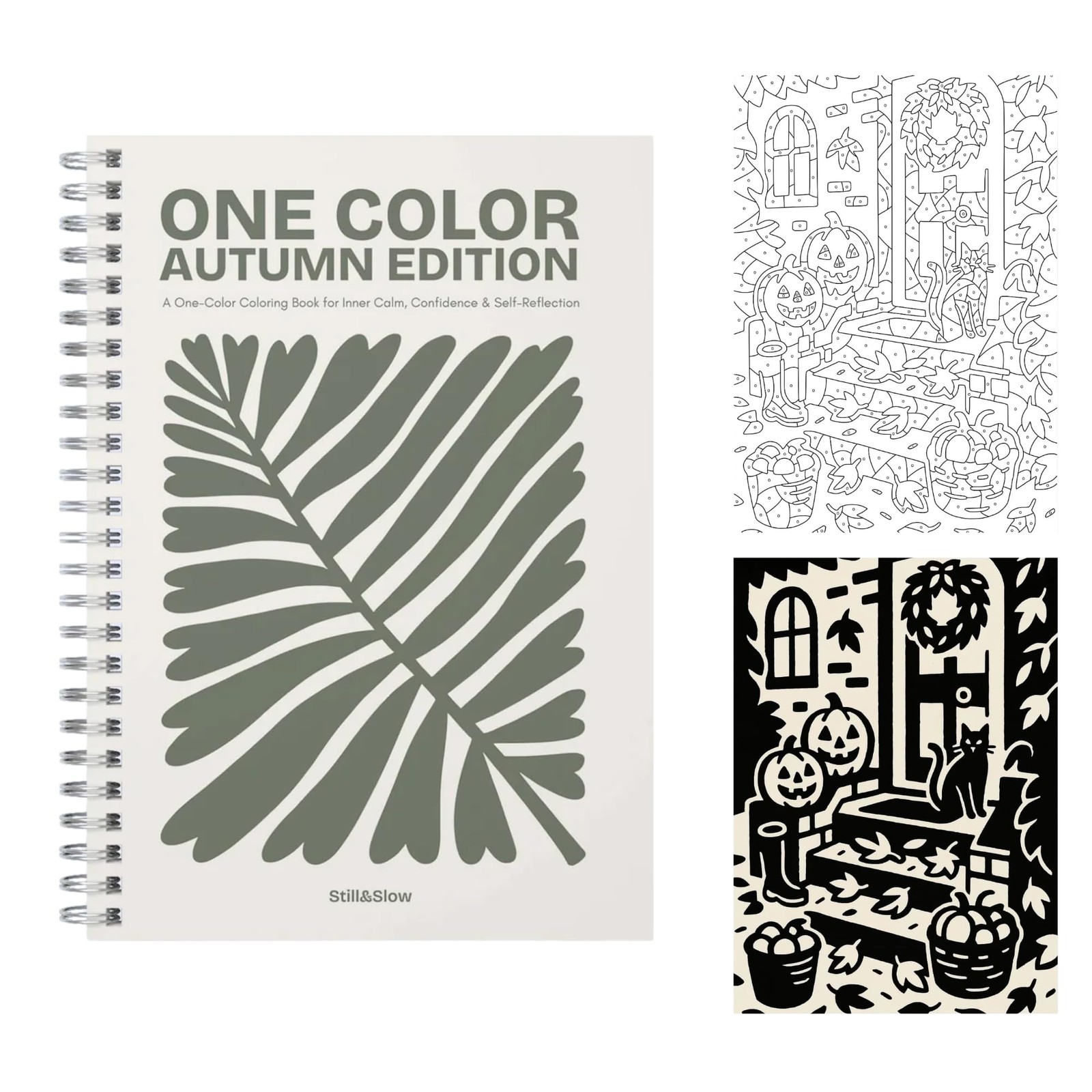 Still & Slow – Monochrome Coloring Book for Adults – 35 Mindful Autumn Illus…