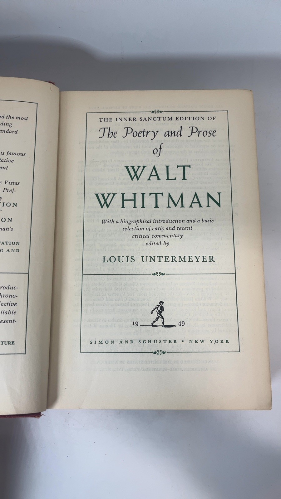 The Poetry and Prose of Walt Whitman [Hardcover] Walt Whitman 1949
