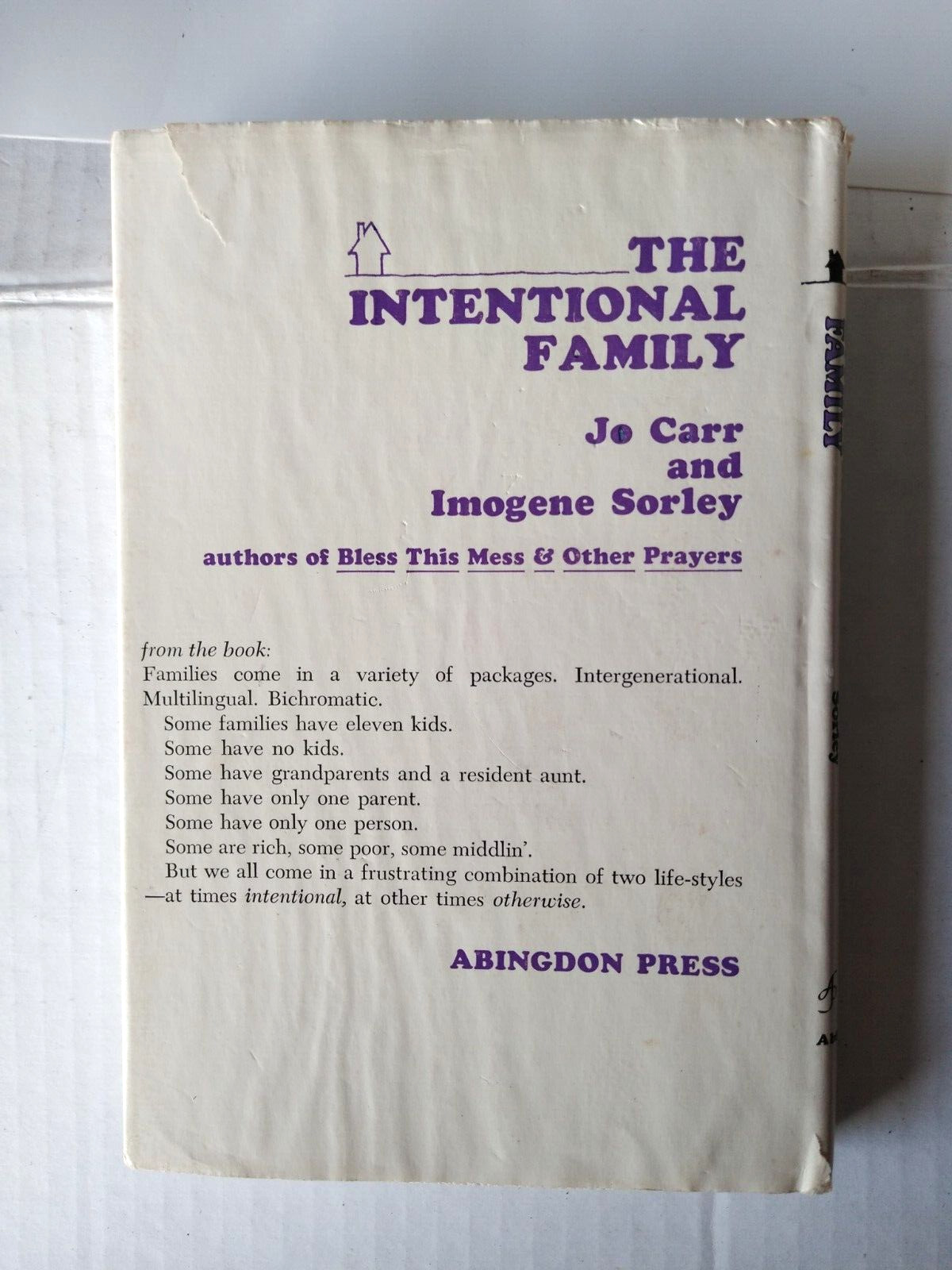 THE INTENTIONAL FAMILY By Jo Carr – Hardcover, First Book 1971. Very Good ,box 8