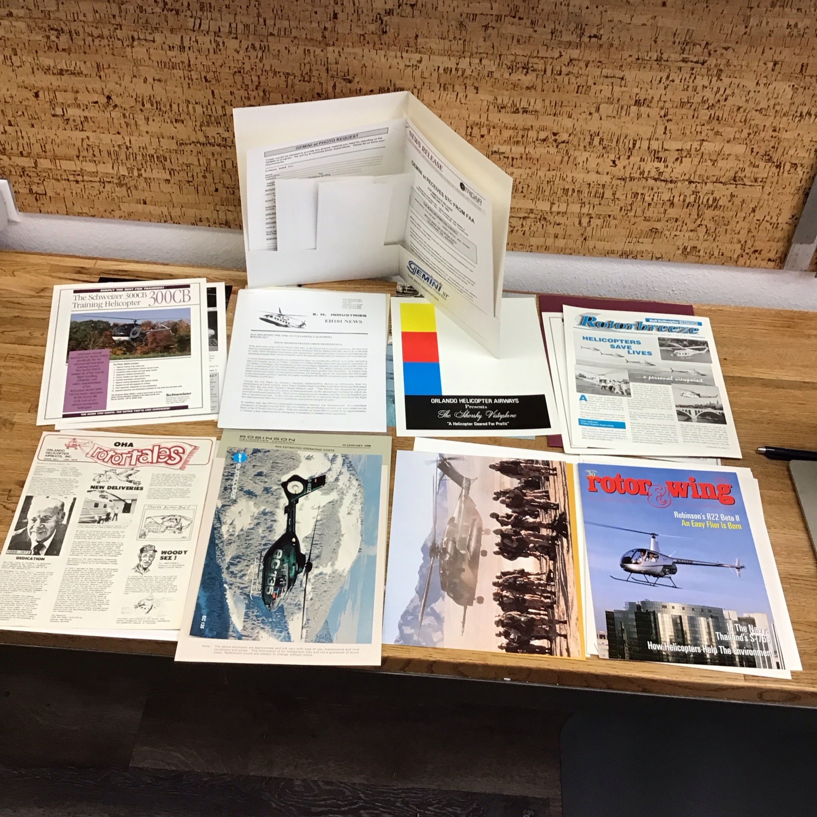Misc. HELICOPTER Lot Original Ads PROMO Photos Specs NEWS Etc. – LL5.58