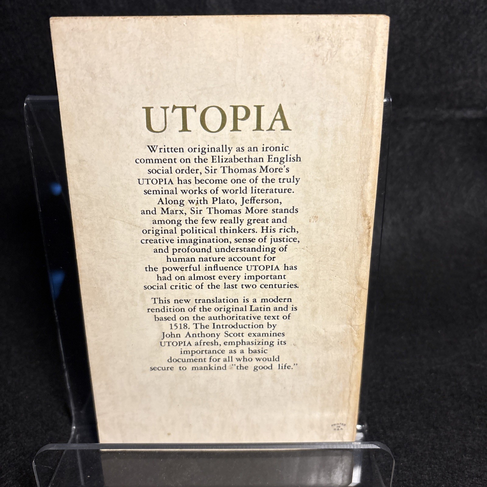 Utopia by Sir Thomas More 1965 1st print Washington Square Press