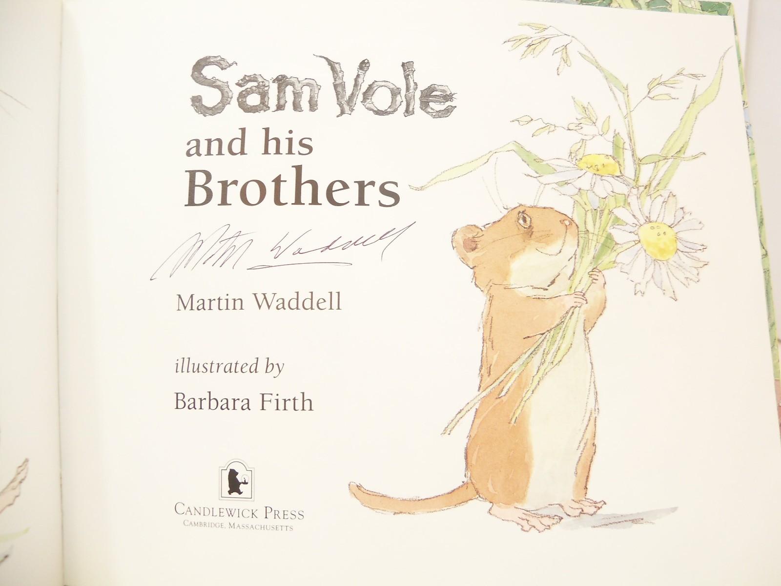 Sam Vole and his Brothers by Martin Waddell illustrated Barbara Firth Signed PB