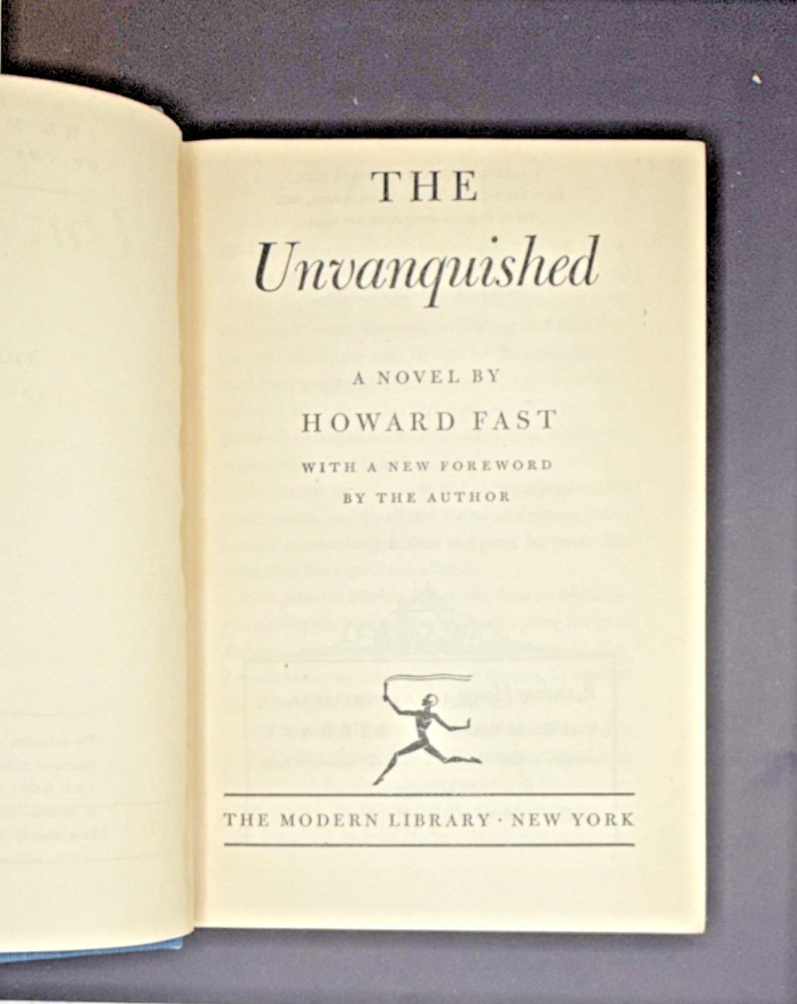 The Unvanquished by Howard Fast, Modern Library First Edition 1945 Hardcover