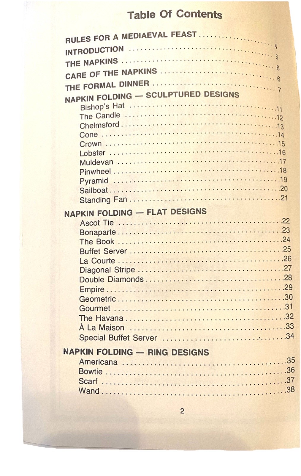 Napkin Folding Irena Chalmers Sculptured Flat Ring Designs Party Ideas Book