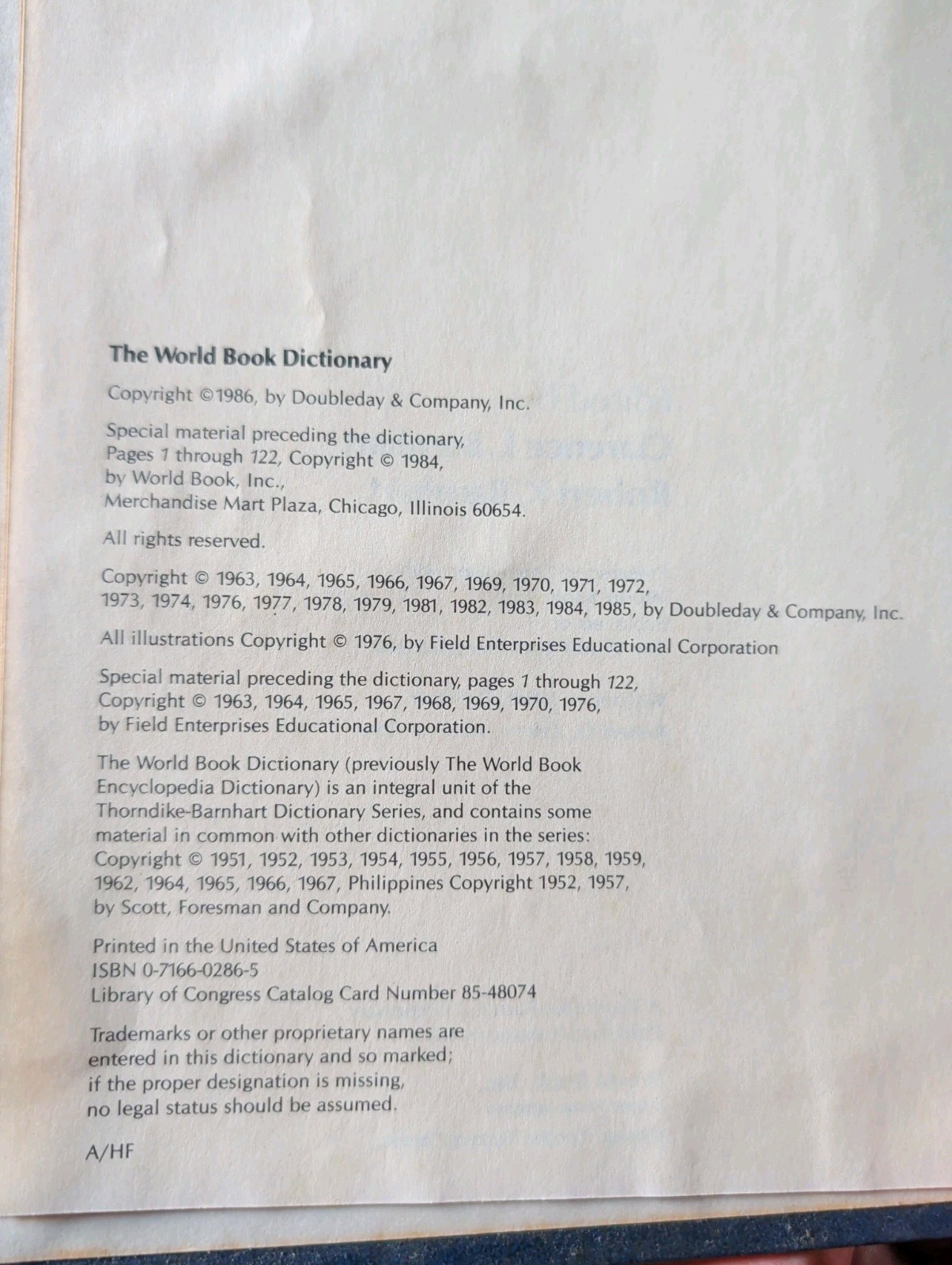 Set of 2 1986 Edition The World Book Dictionary Thorndike Barnhart A-Z