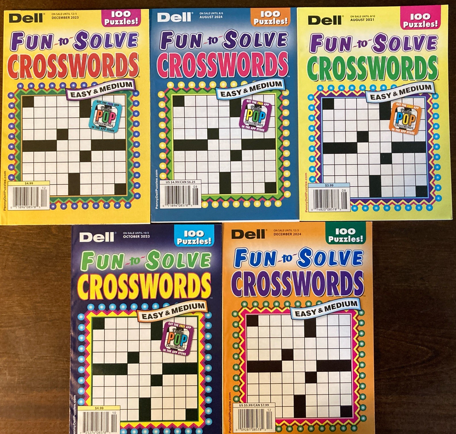 Lot of 5 Dell Penny Press Crossword Puzzle Books FUN to SOLVE J36