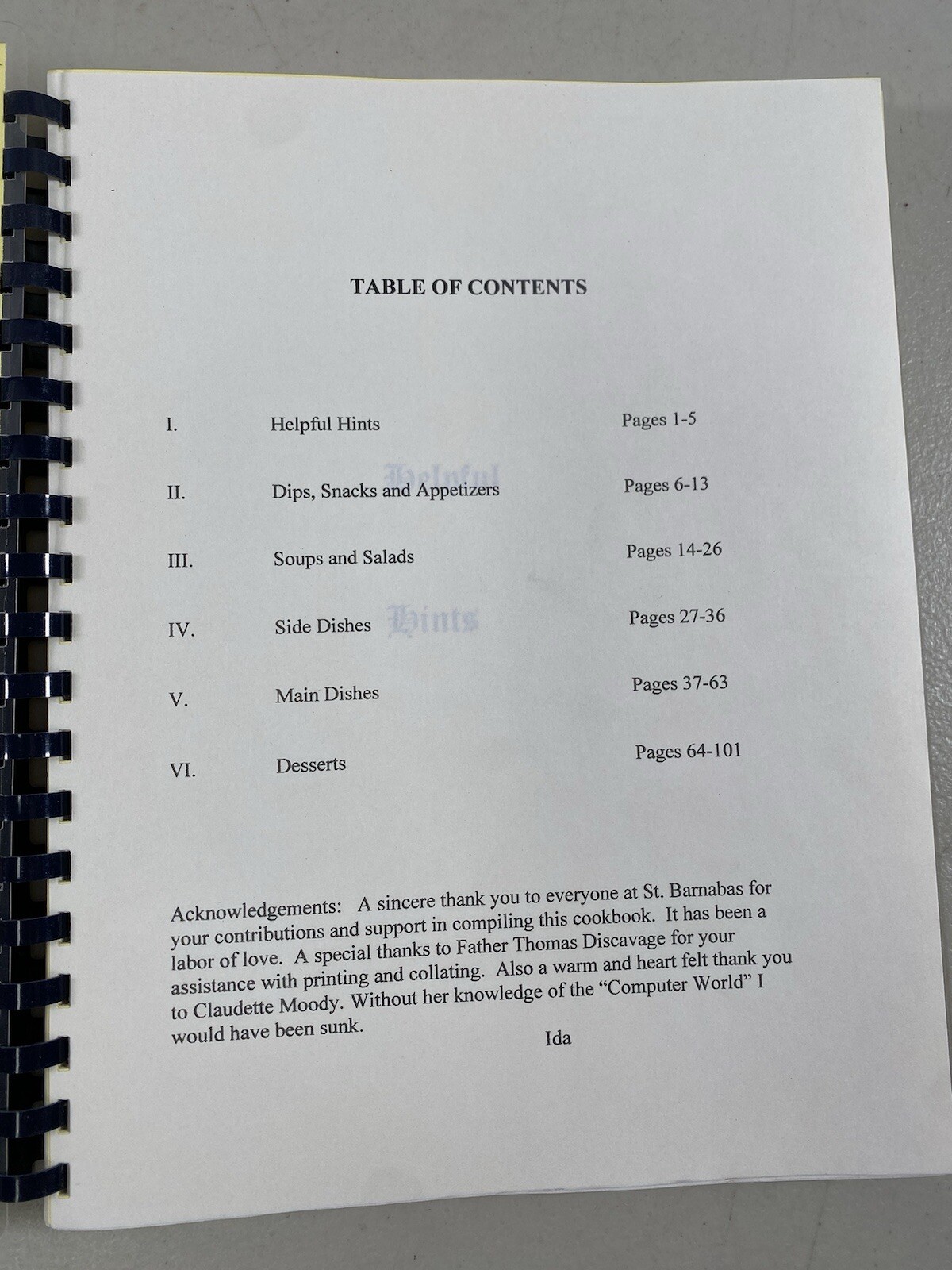 2005 Cooking with the St. Barnabas Family Cookbook Recipes Binder 102 Pages