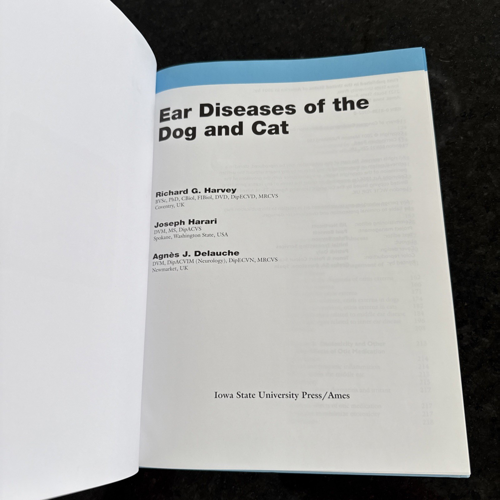 EAR DISEASES OF THE DOG AND CAT By Richard G. Harvey & Joseph Harari – Hardcover