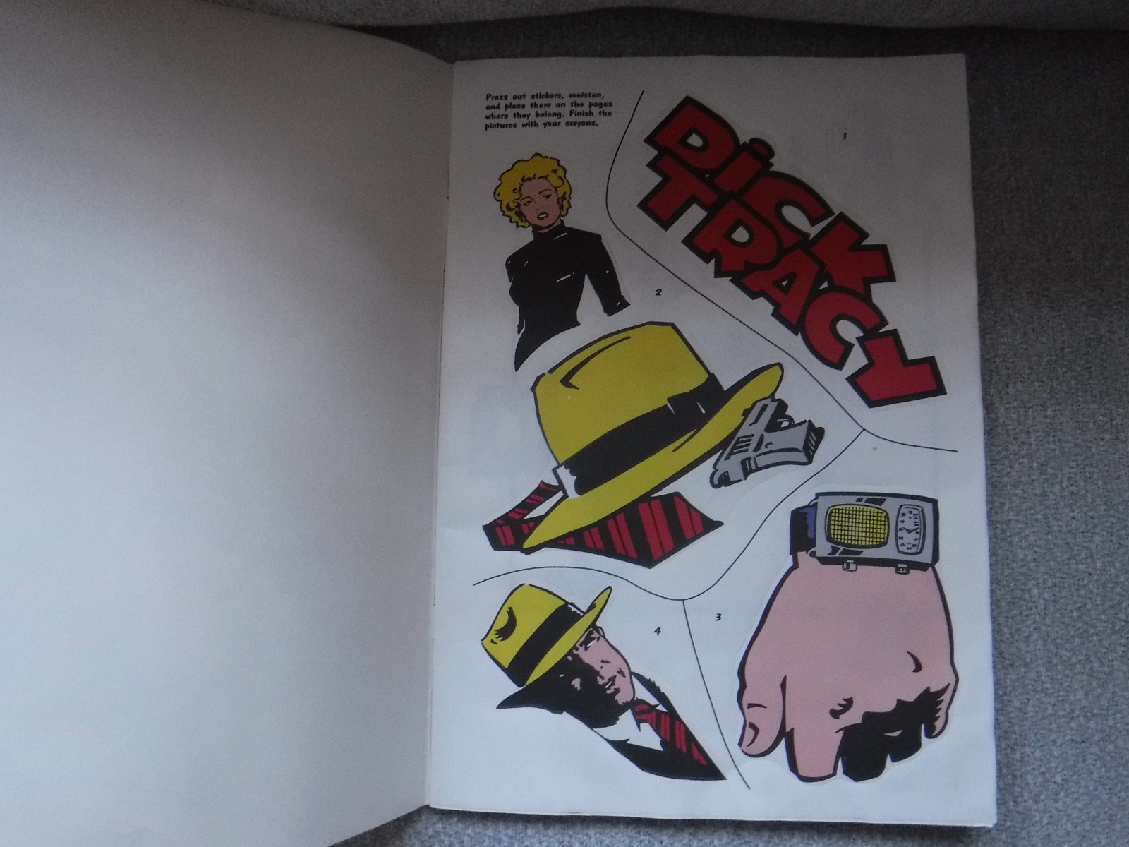 Dick Tracy Lot Giant Sticker Fun Coloring Book + 2 Folders 1990 Golden Vintage