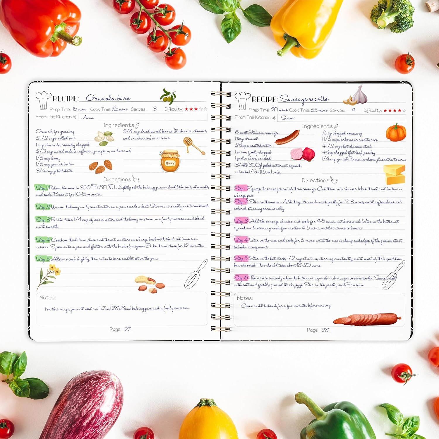 Elegant Recipe Book for 100+ Cherished Meals, Spacious 8.5 x 11 Notebook to Writ