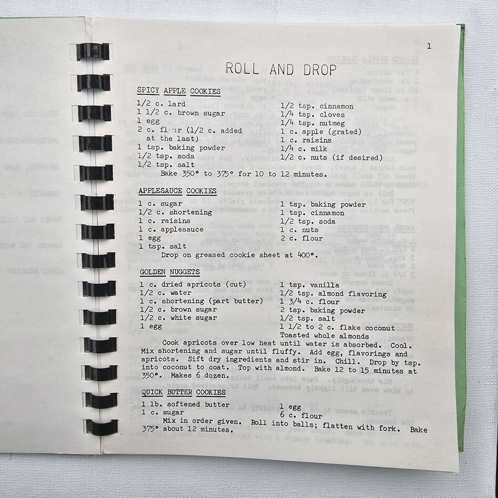 Cookies Vintage Cookbook Iowa Falls Spiral Bound 100 Pages