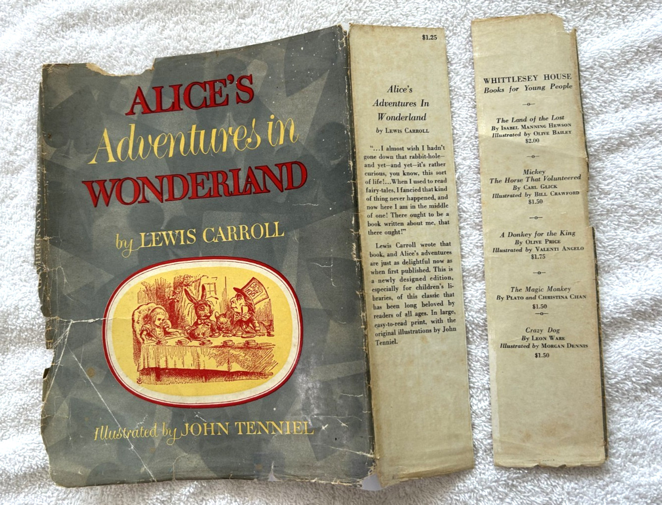 ALICE’S ADVENTURES IN WONDERLAND hcdj 1948 Lewis Carroll John Tenniel $1.25 dj
