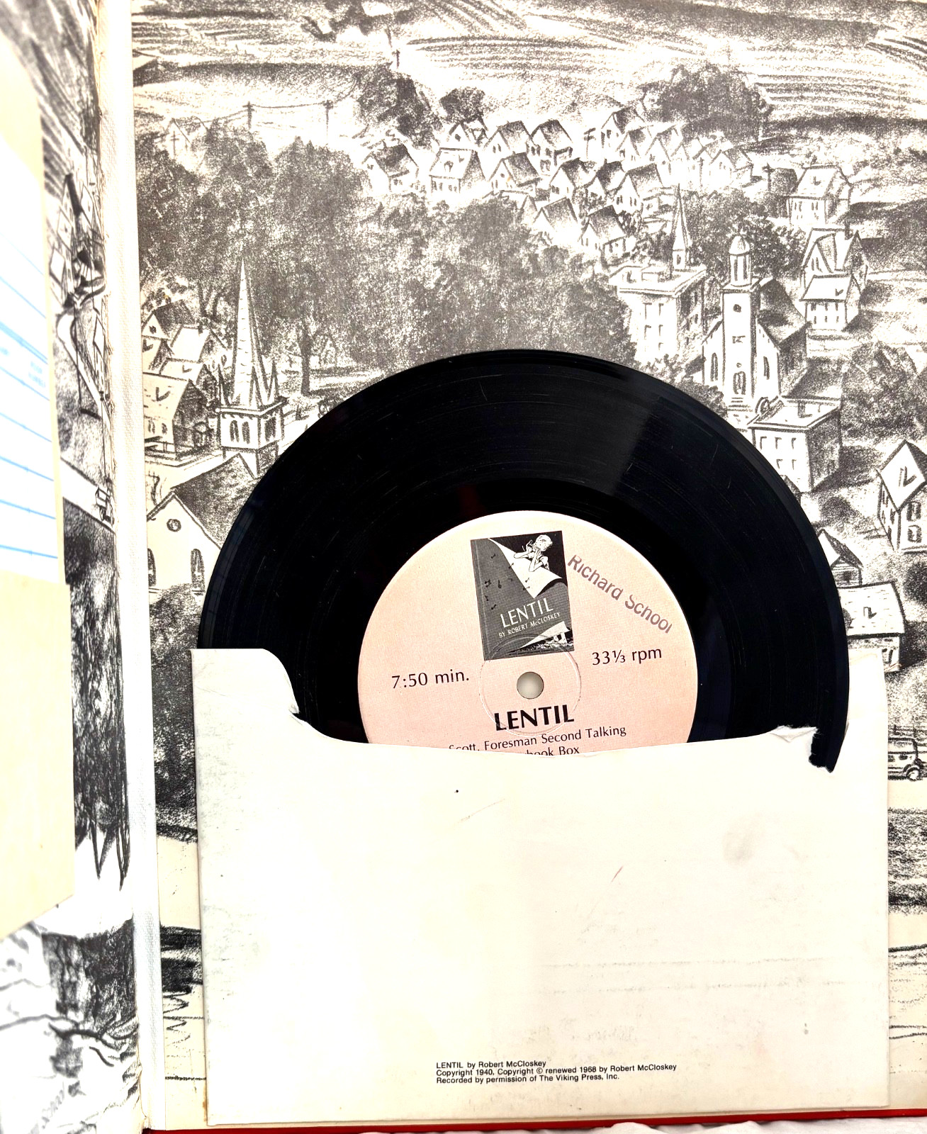 Lentil by Robert McCloskey: Scott Foresman Co Special Ed. 1968 Includes Record