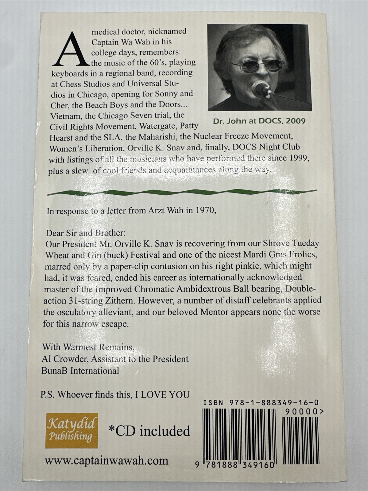 Captain Wa Wah Fifty Years Of Music Meditation Politics PB 223 Pages 2009 CD Inc