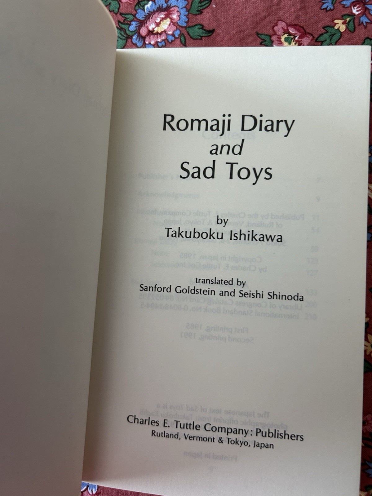Romaji Diary and Sad Toys (Charles E Tuttle Co 1991) By Takuboku Ishikawa
