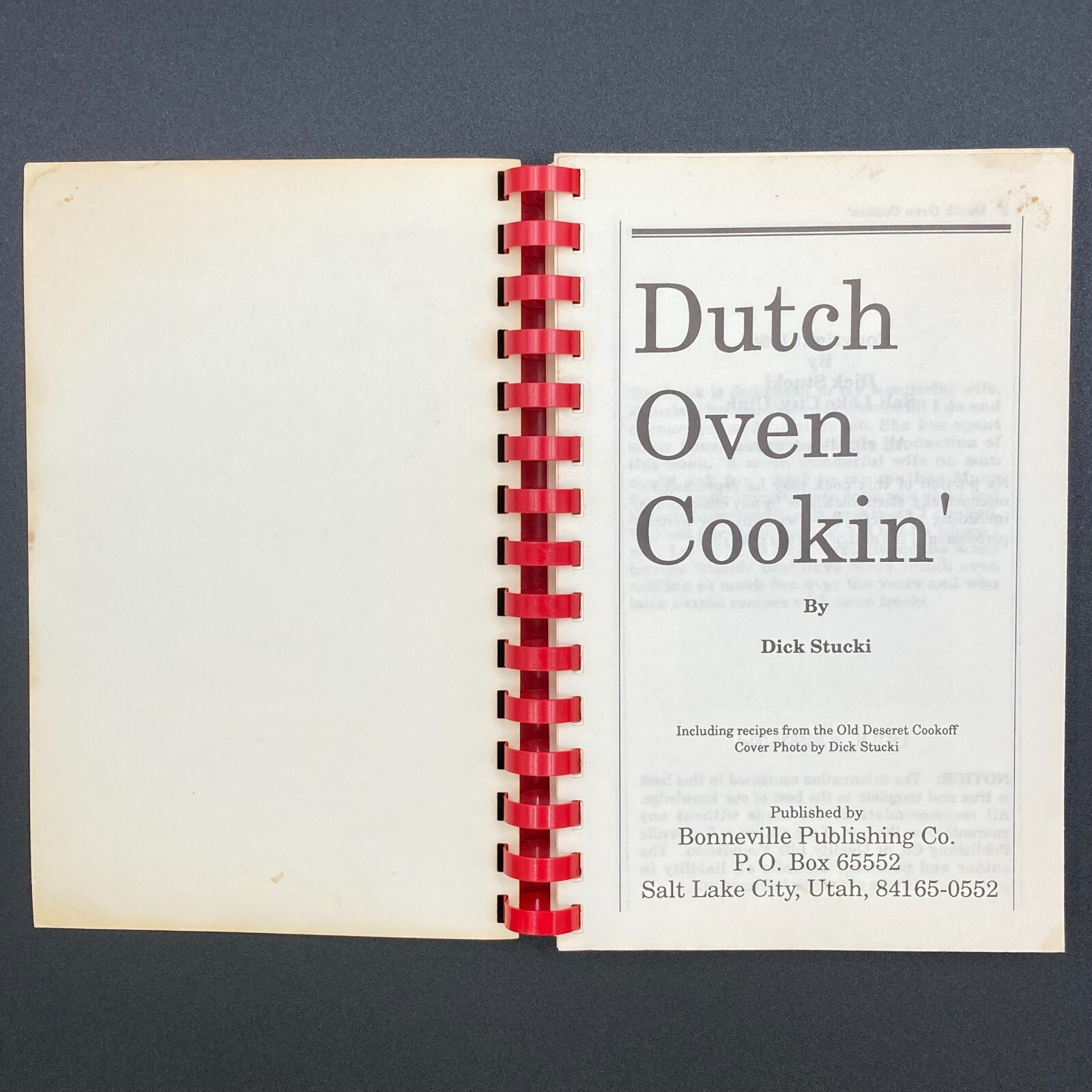 Dutch Oven Cookin’ by Dick Stucki (1988, Paperback) GC 178 pages