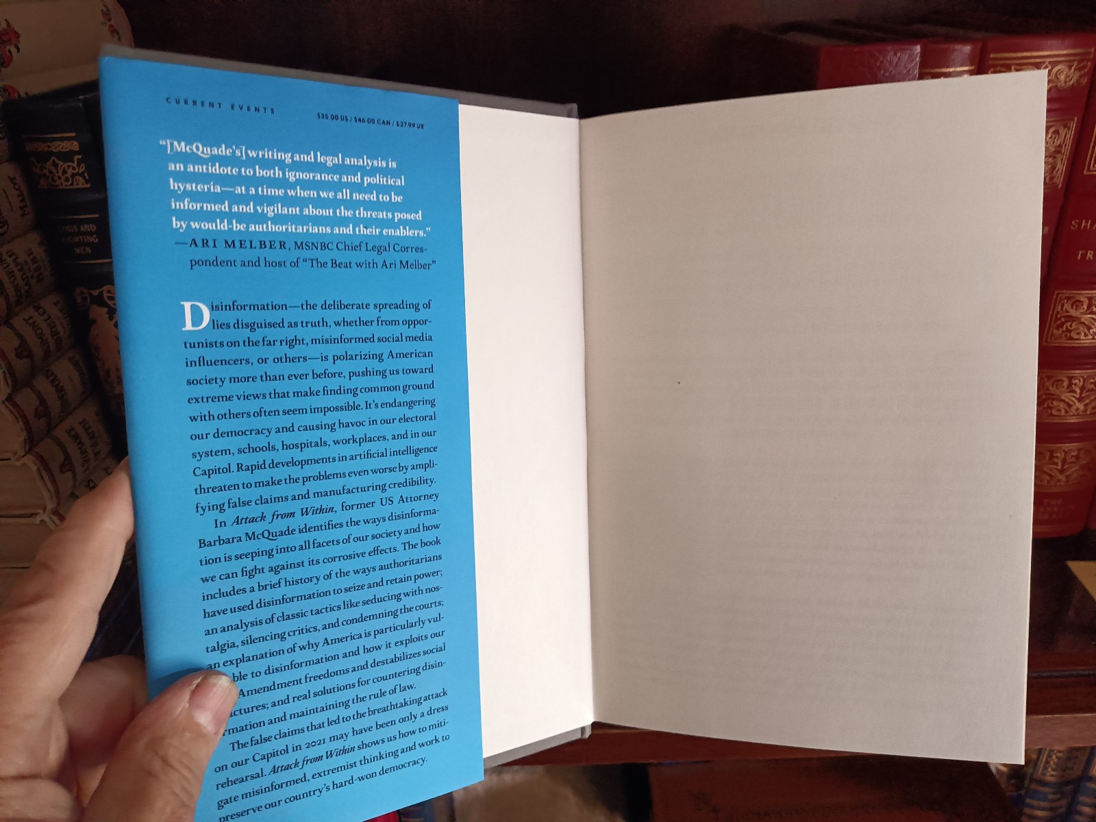Attack From Within_Barbara McQuade_HCDJ_1st Edition / First Prnt_SIGNED_VeryGood