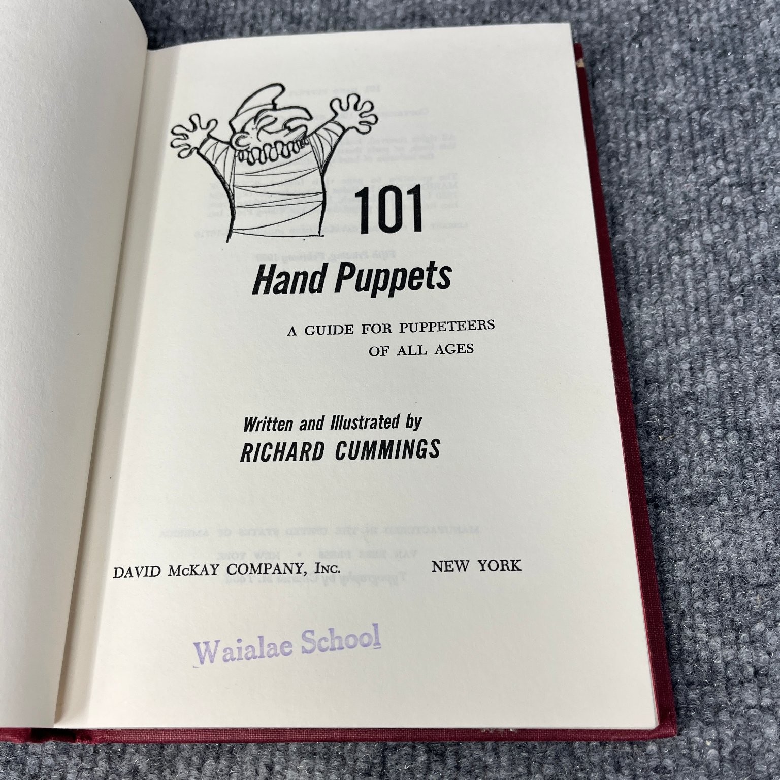 101 Hand Puppets Richard Cummings 1962 Fifth Printing Crafts Performing Arts