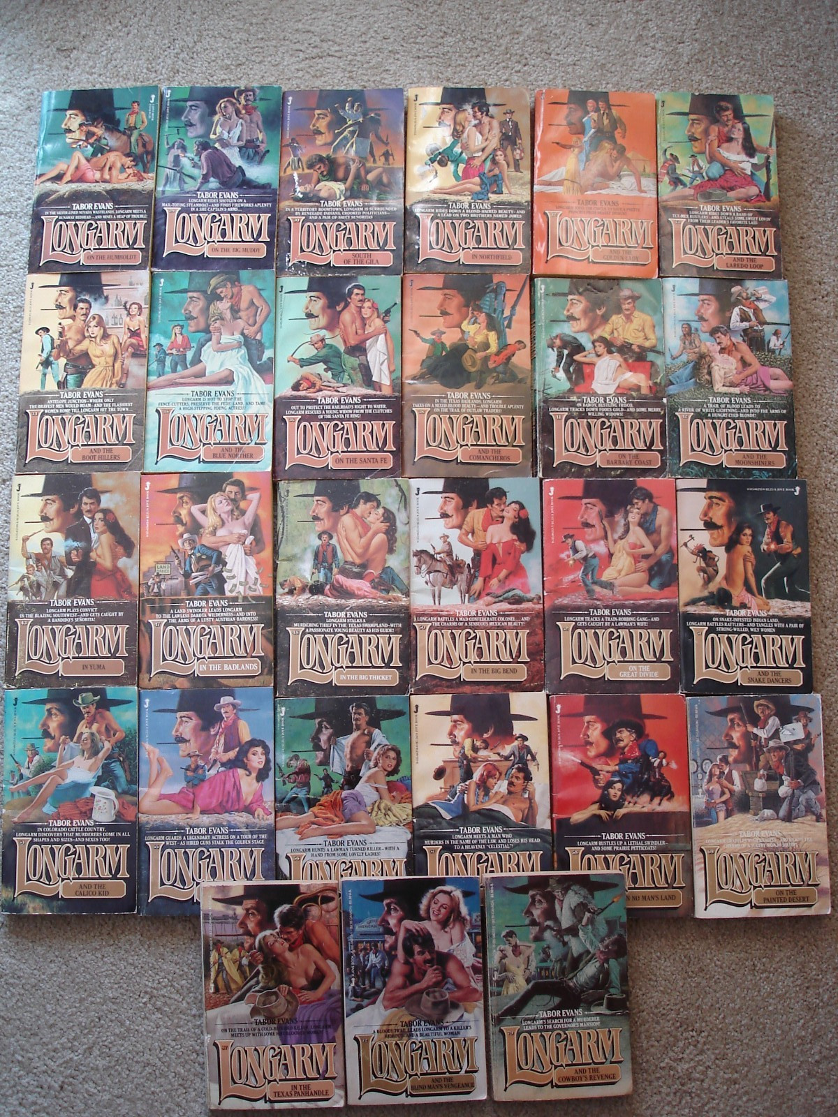 Vintage Longarm by Tabor Evans LOT of 30- Western Romance Jove Books Mid 80’s