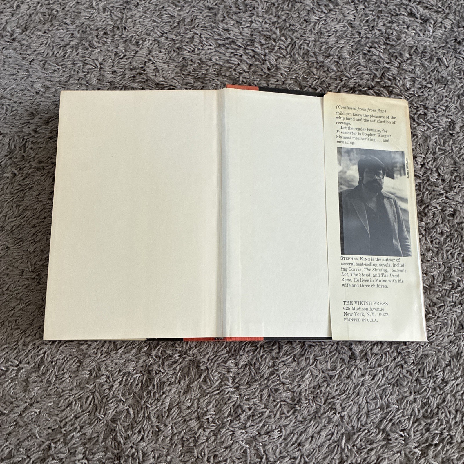 Firestarter Stephen King First Edition HCDJ 1980 Viking Press