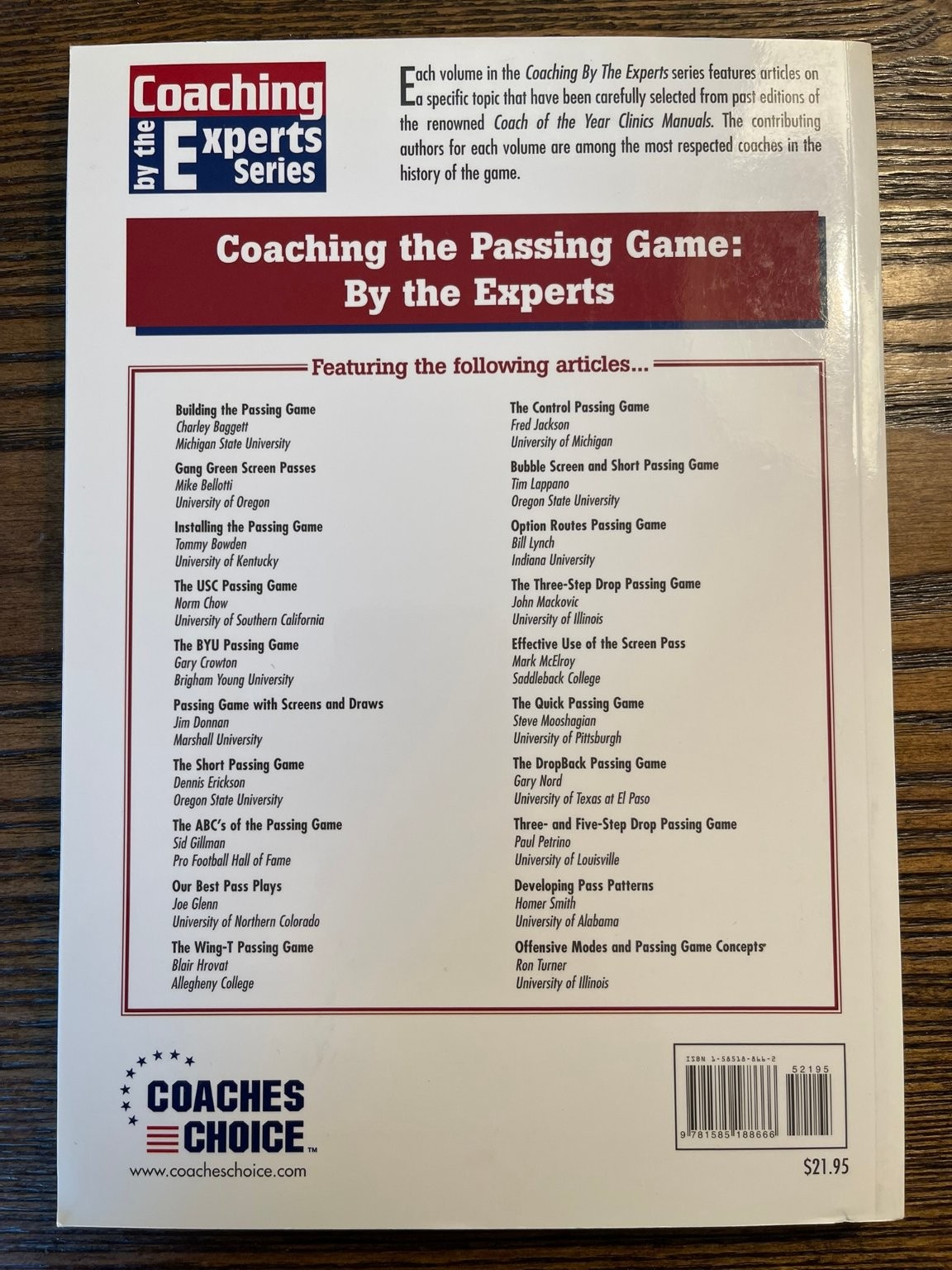 Coaching the Passing Game by Experts Earl Browning Football Strategy Guide: VG