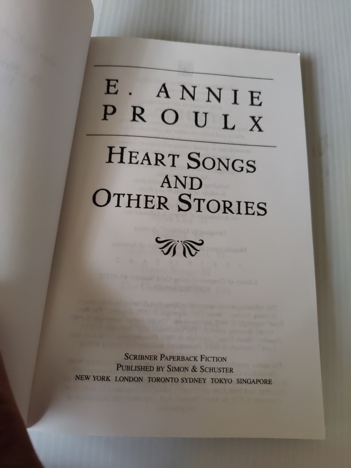 Heart Songs by E. Annie Proulx 1995 Trade Paperback (Scribner)