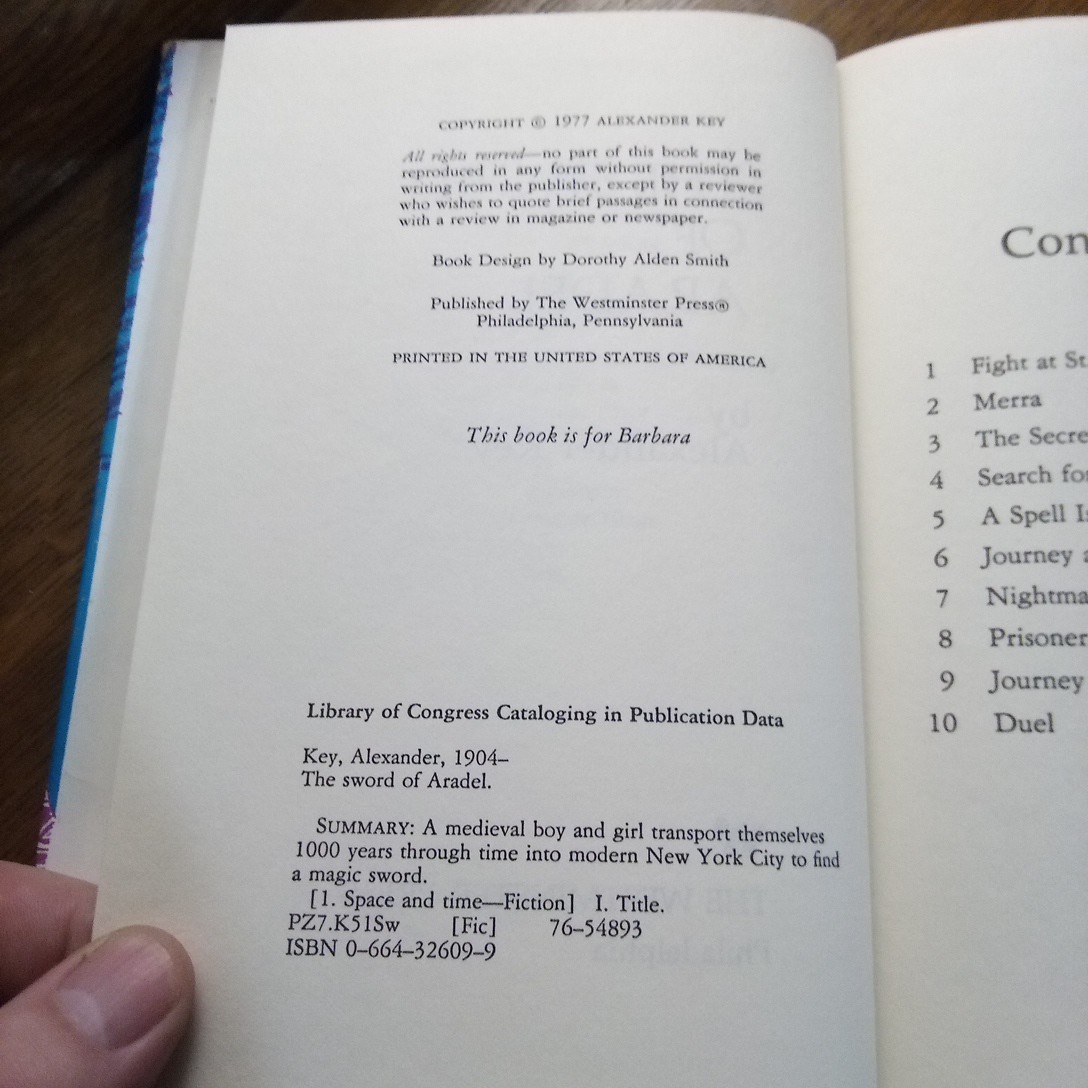 THE SWORD OF ARADEL By Alexander Key – Hardcover 1977 Westminster Press