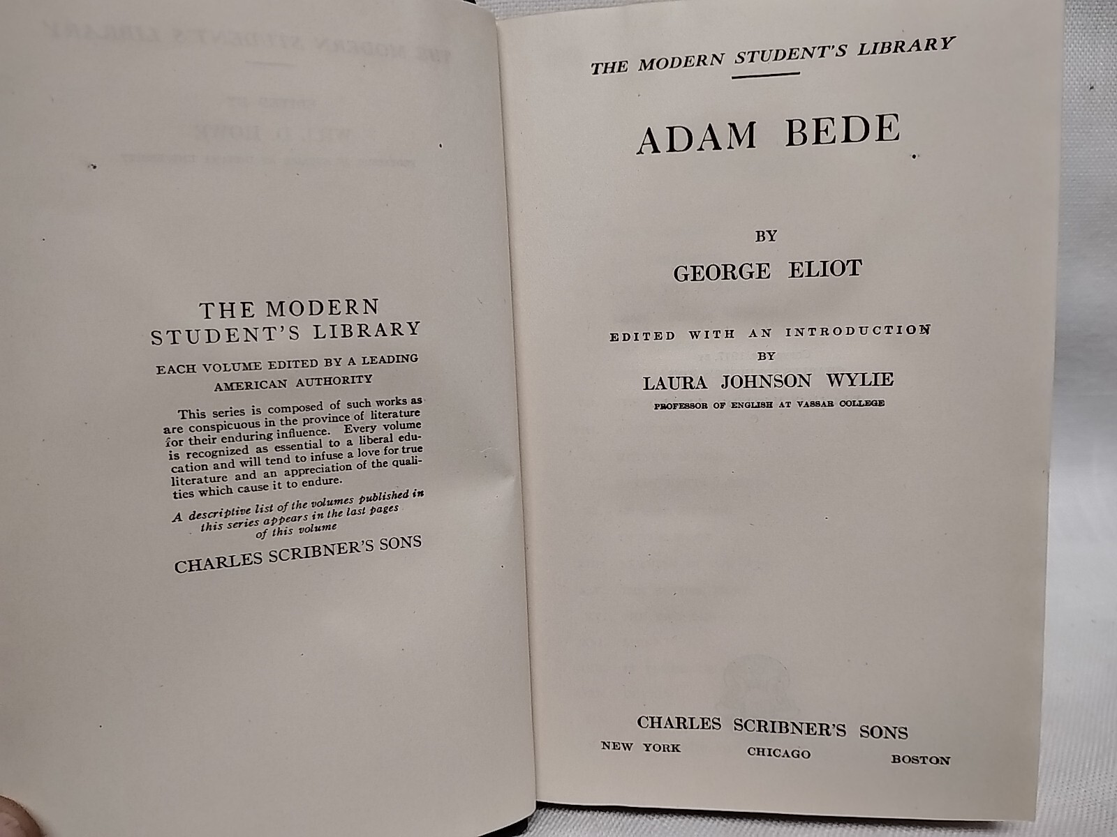 Adam Bede by George Eliot 1917 Modern Students Library Scribner’s 536 pages