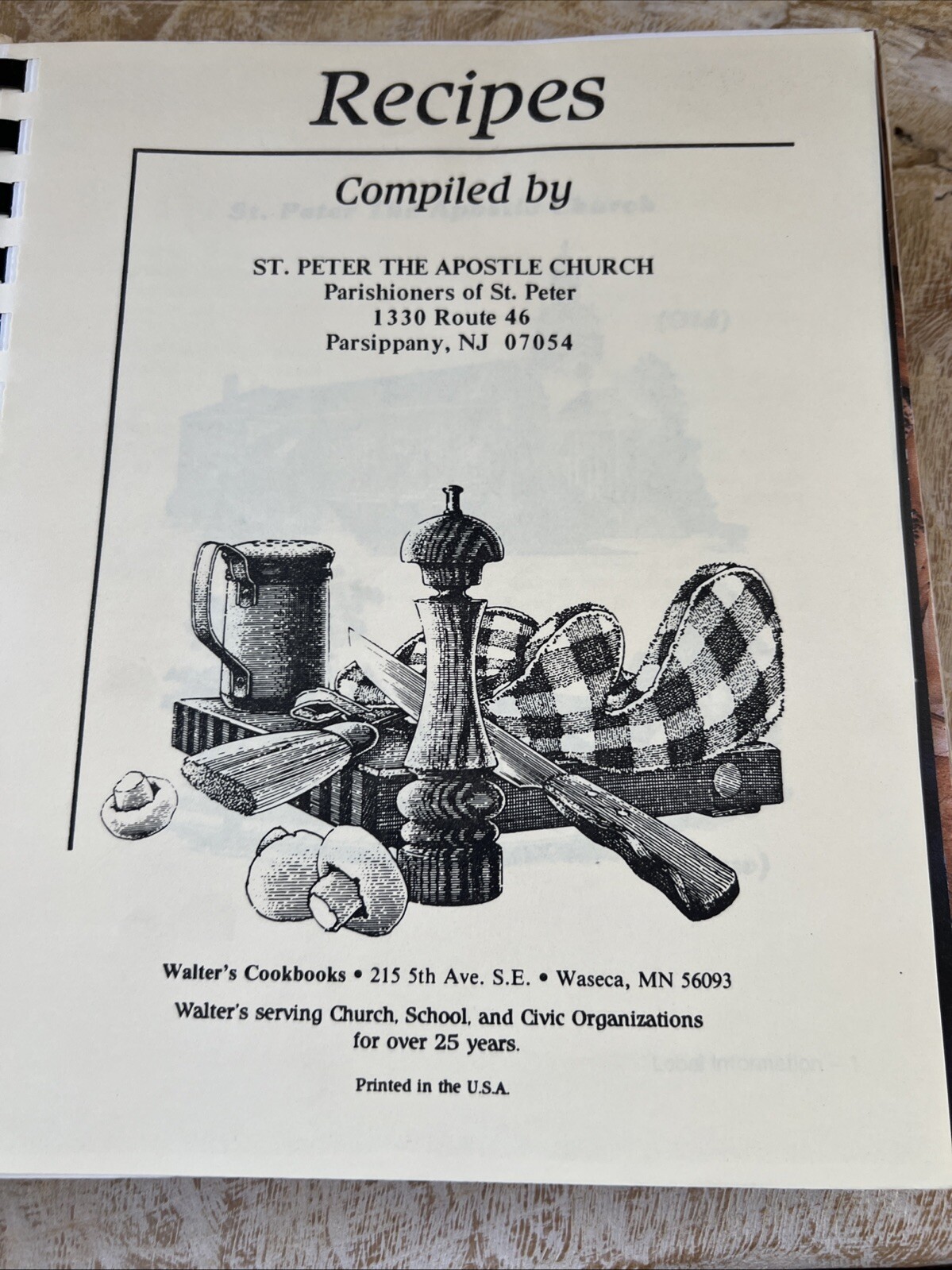 Cherished Recipes Old &d New St. Peter The Apostle Church Parsippany NJ Spiral