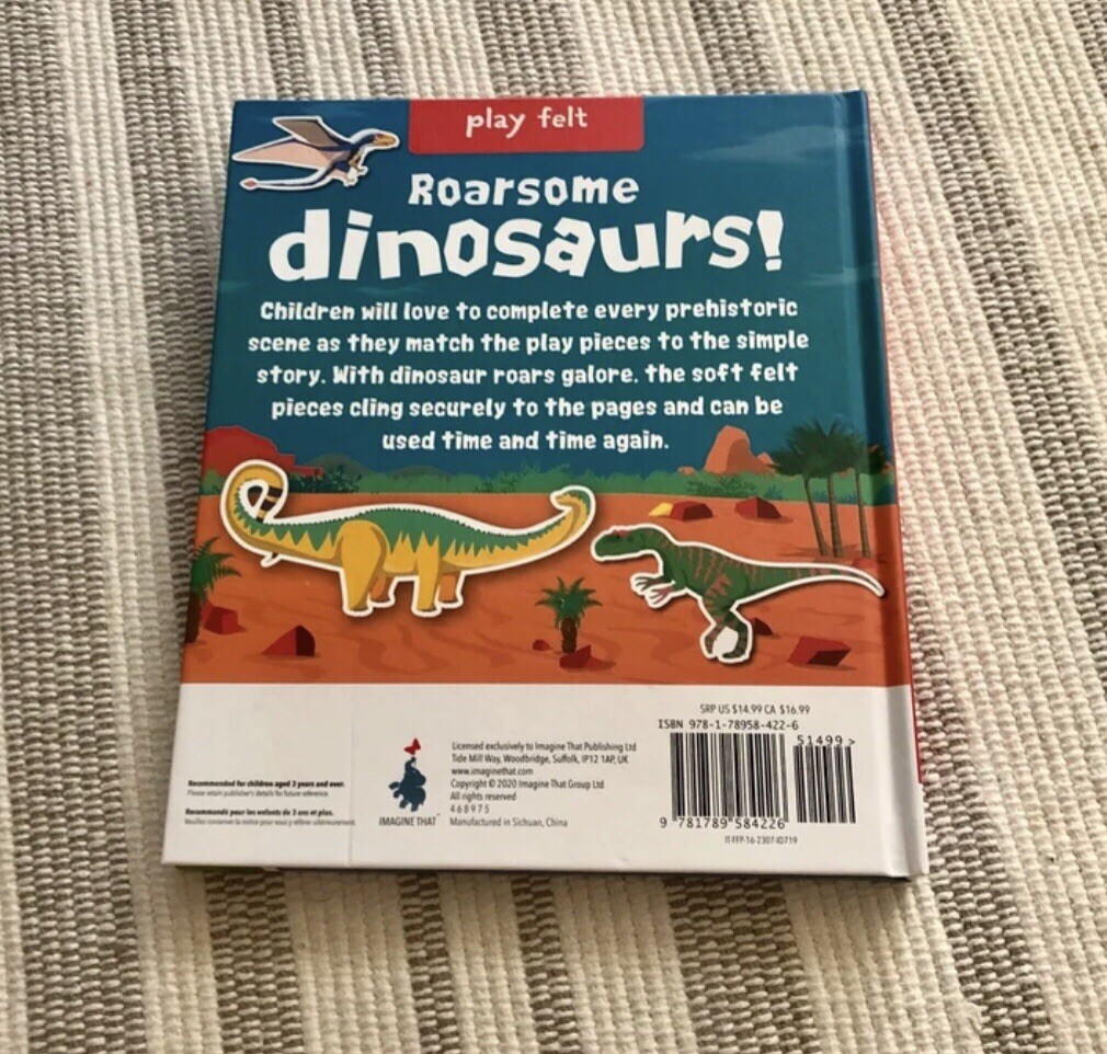Play Felt Roarsome Dinosaurs! by Amber Lily (2020, Hardcover) – New!