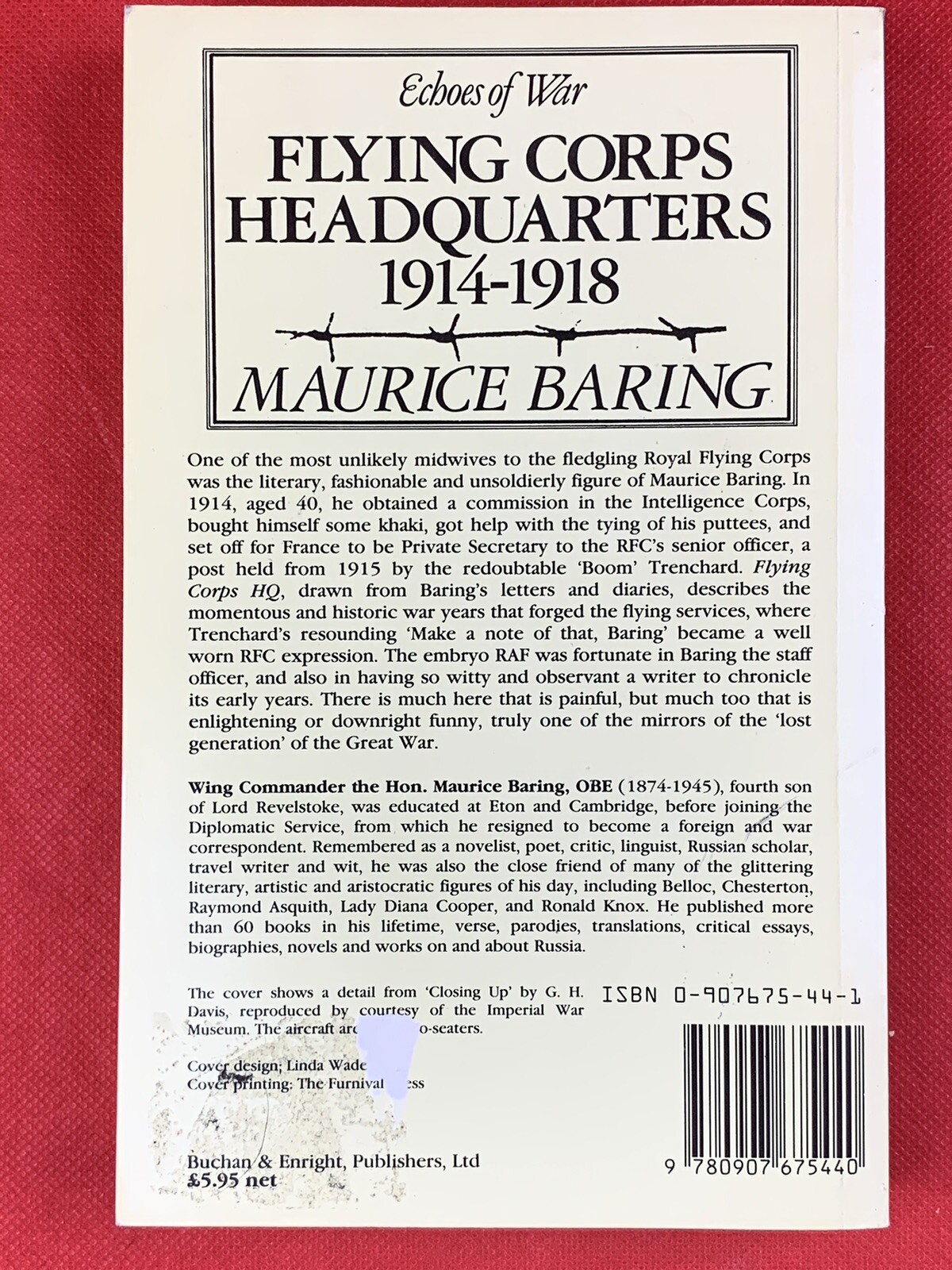 Book PB “Echoes Of War Flying Corps Headquarters 1914-1918” Maurice Baring