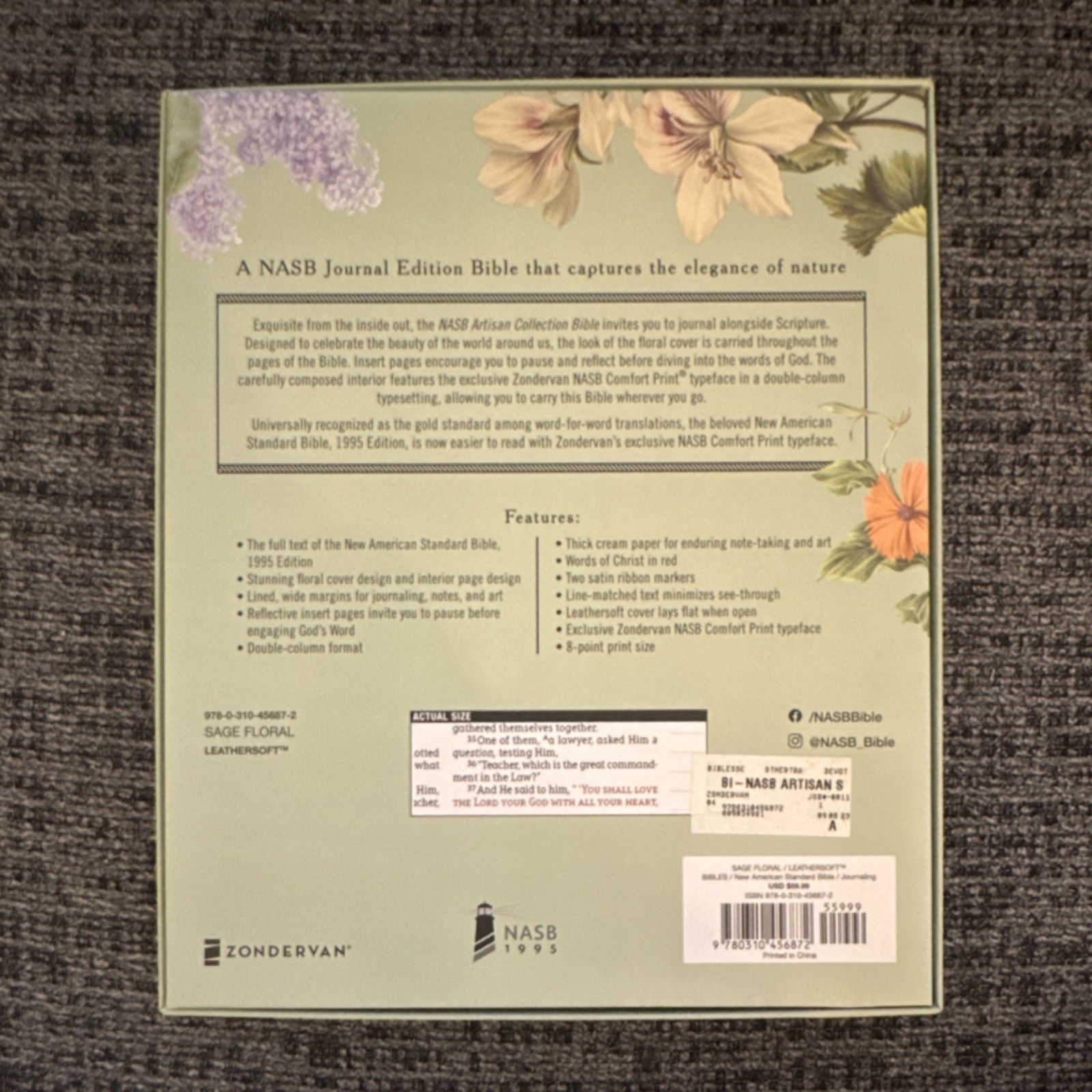 NIB – NASB Artisan Floral Bible Sage
