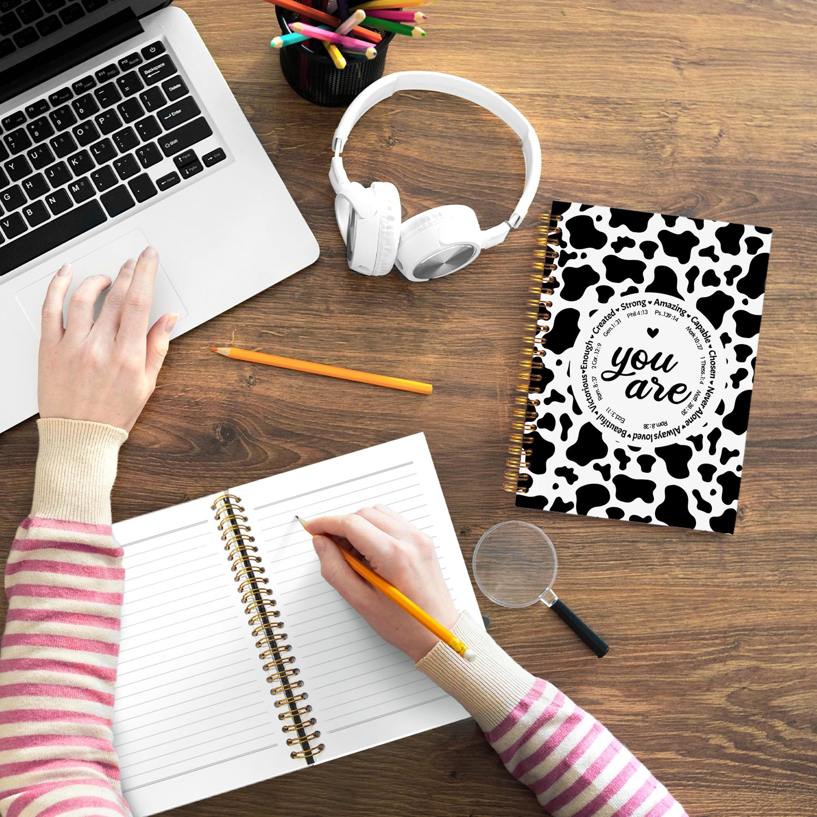 Cow Print Christian Notebook Journal 5.5×8.3, You Are Bible Verse Journaling …